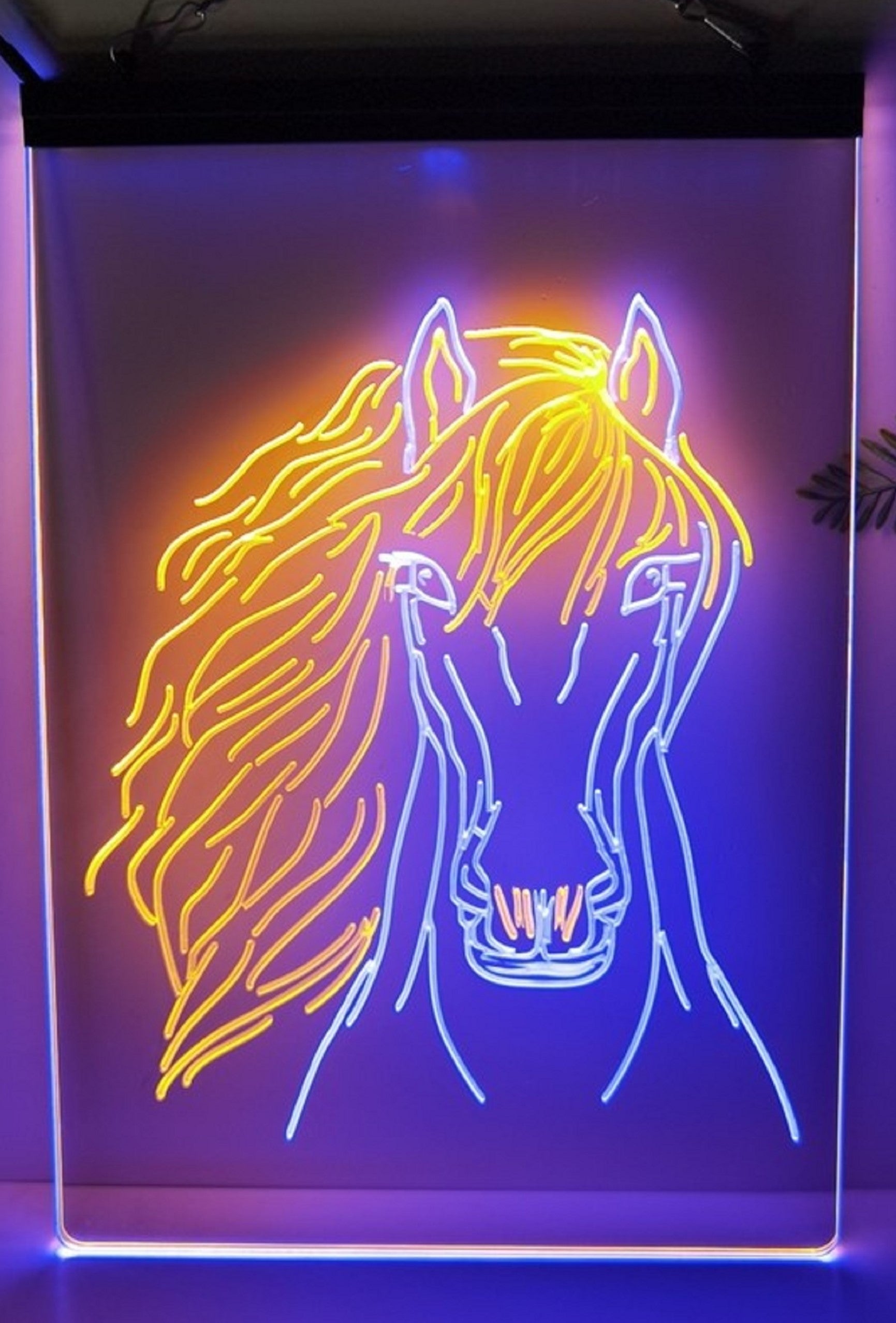 Horse Face Led Neon Sign Dual Color Home Cowboys Jockey Ranch Room Pet Shop Decor
