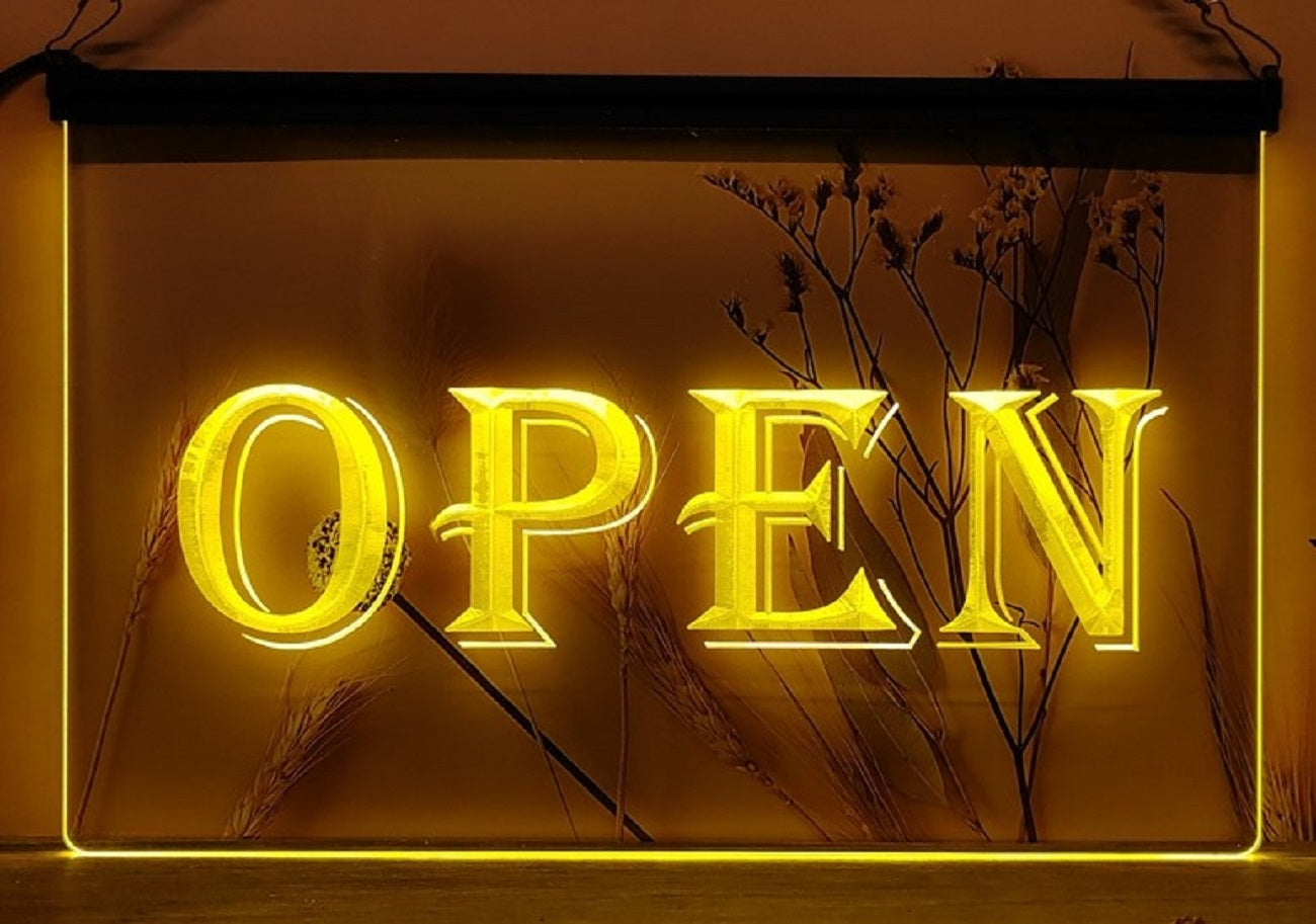 Open Led Neon Sign Store Shop Grocery Restaurant Decor Wall Hanging