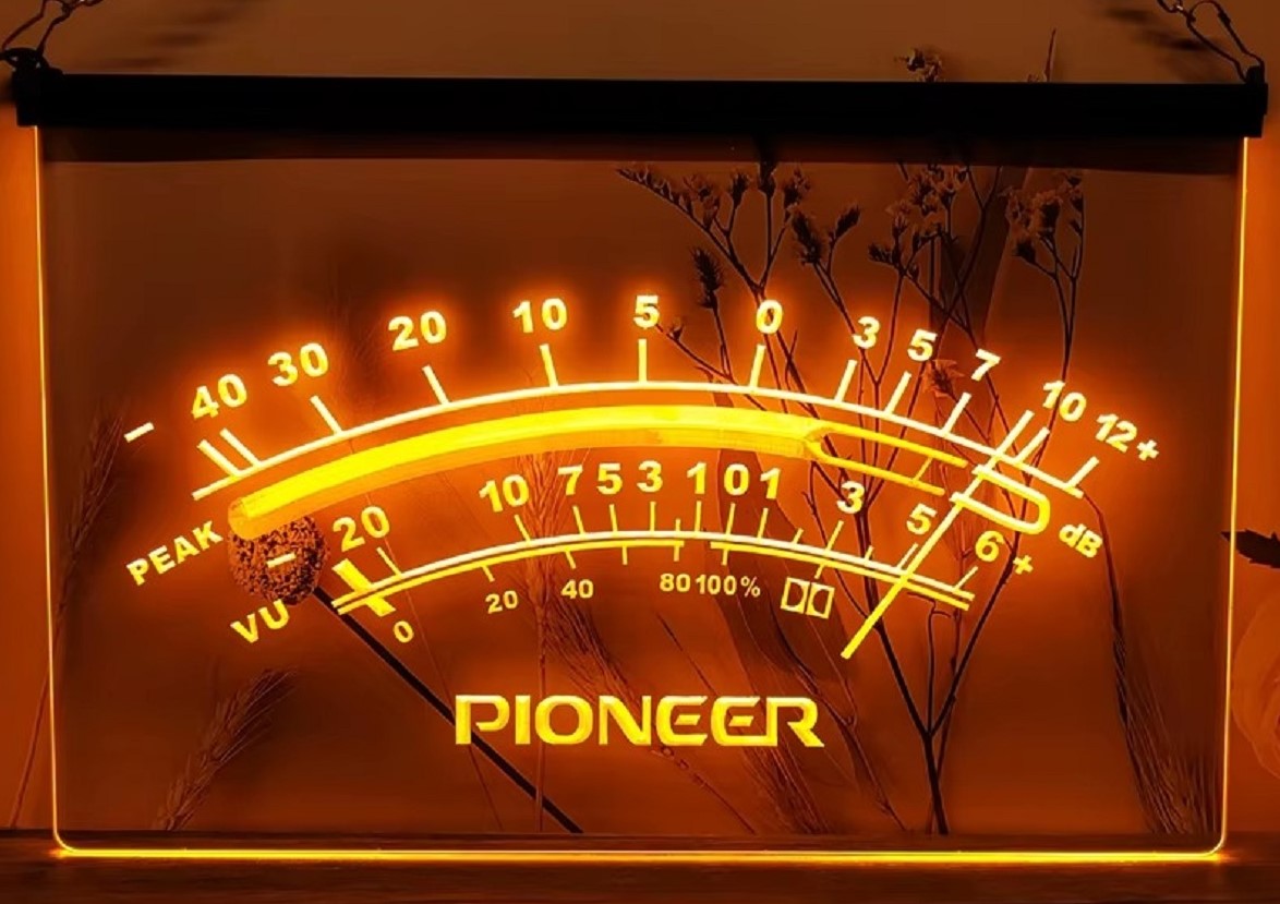 Pioneer Peak VU dB Led Neon Sign Home Music Room Audio Studio Decor