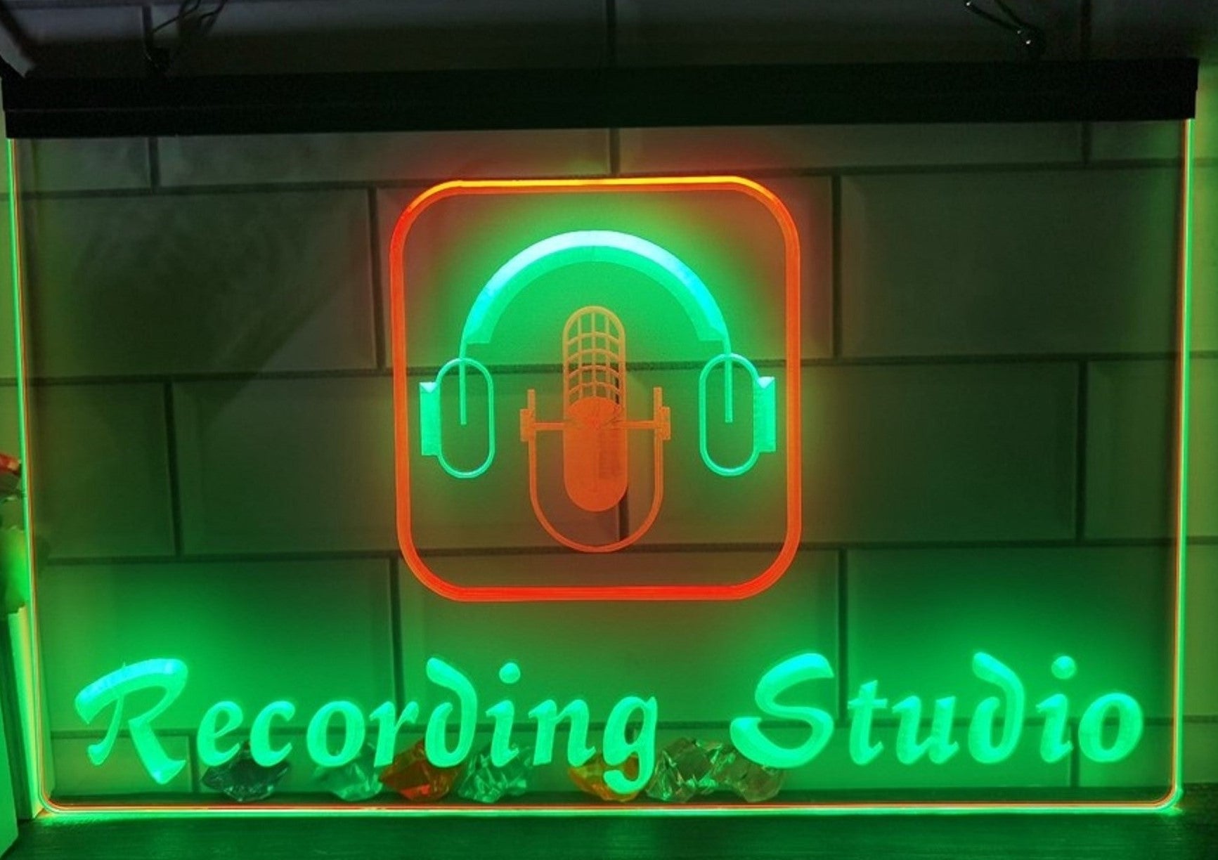 Recording Studio Headphone Led Neon Sign Dual Color Home Music Room Recording Studio Decor