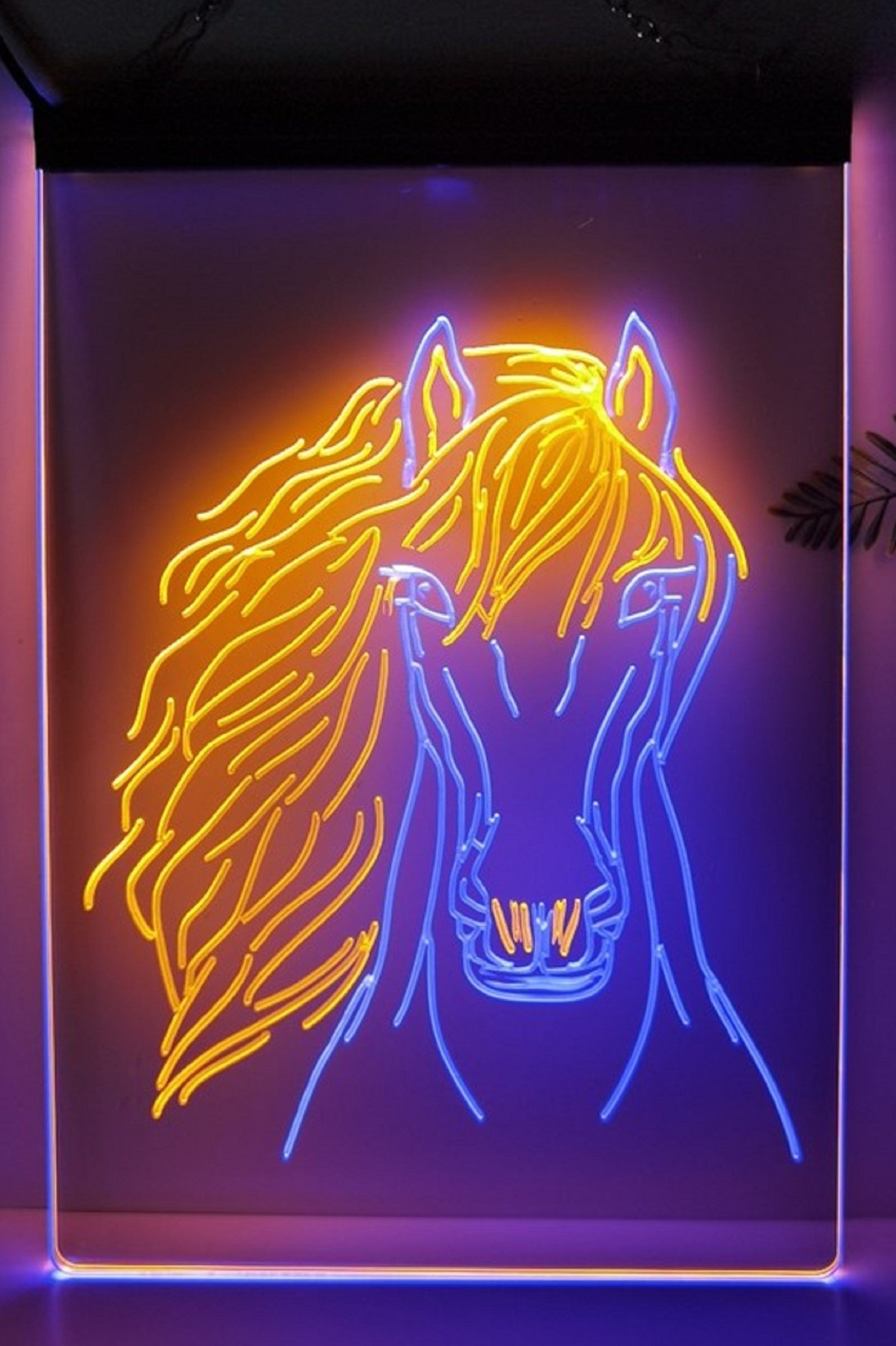 Horse Face Led Neon Sign Dual Color Home Cowboys Jockey Ranch Room Pet Shop Decor