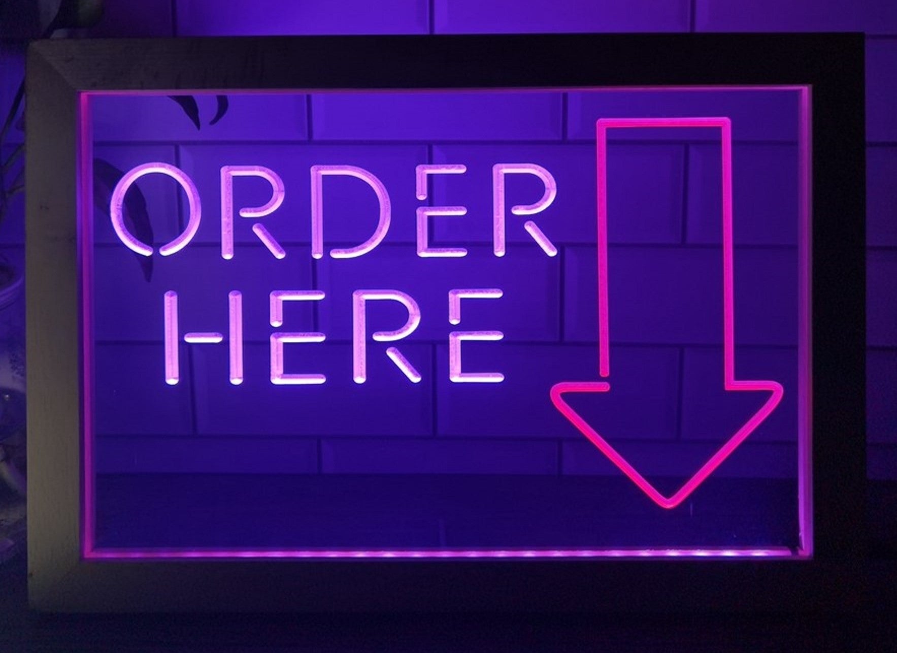 Order Here Led Neon Sign Framed Shop Coffee Shop Decor Wall Hanging Desktop