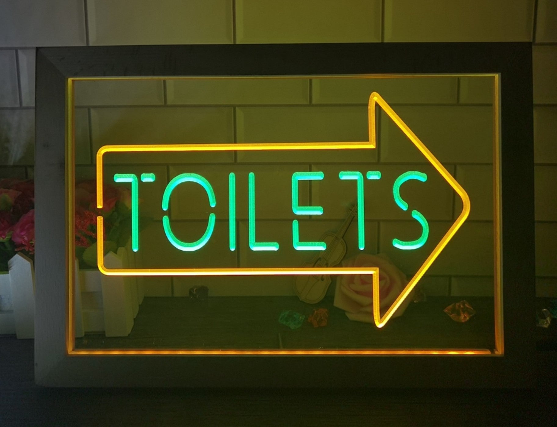Toilet Arrow Led Neon Sign Framed Store Restaurant Coffee Shop Office Decor