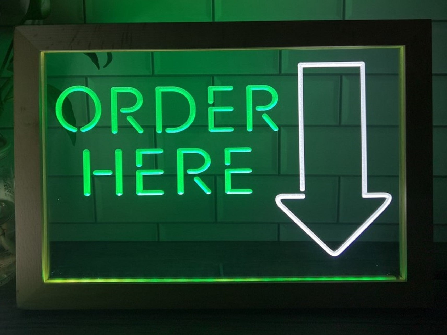 Order Here Led Neon Sign Framed Shop Coffee Shop Decor Wall Hanging Desktop