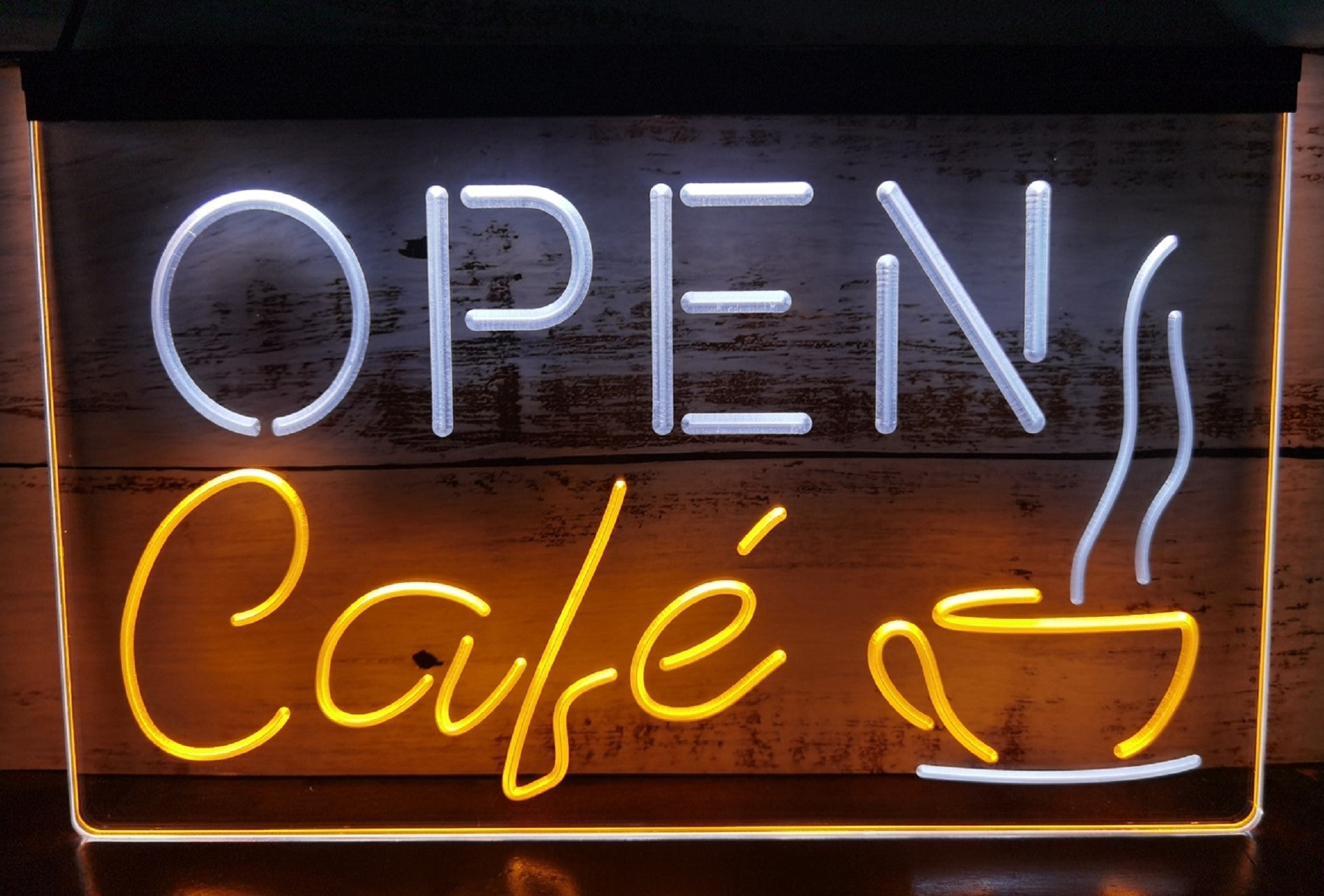 Open Café Led Neon Sign Dual Color Coffee Shop Decor Wall Hanging