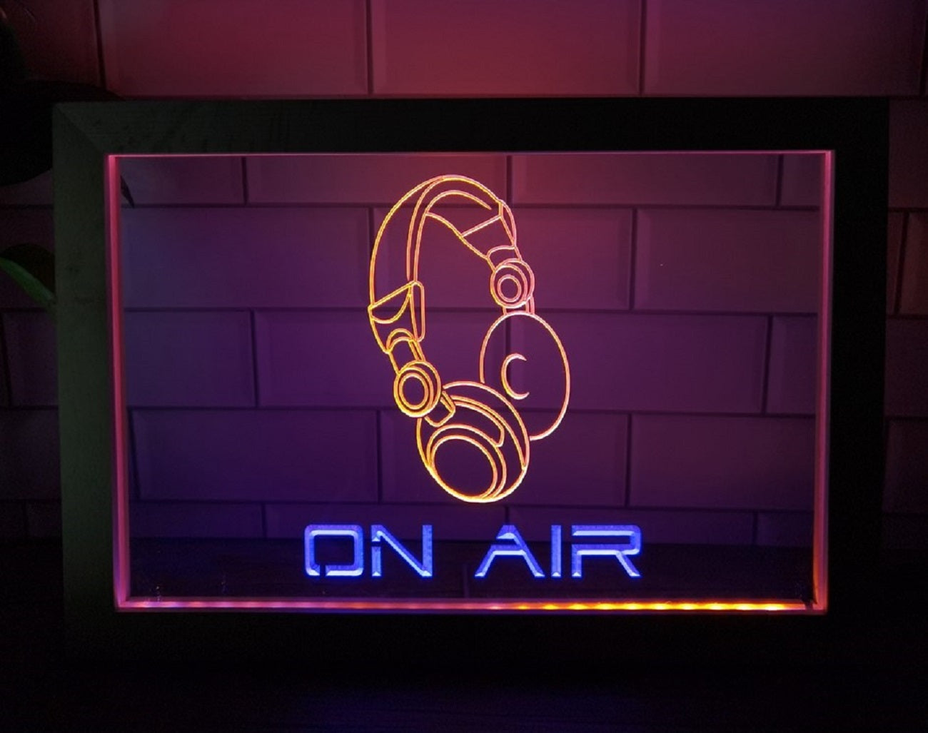 On Air Headphone Led Neon Sign Framed Music Room Audio Recording Studio Decor