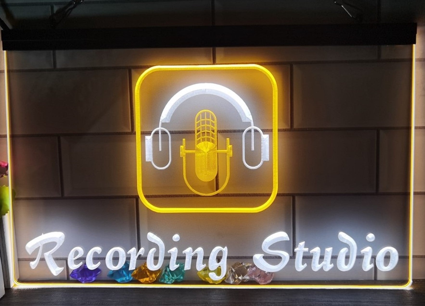 Recording Studio Headphone Led Neon Sign Dual Color Home Music Room Recording Studio Decor