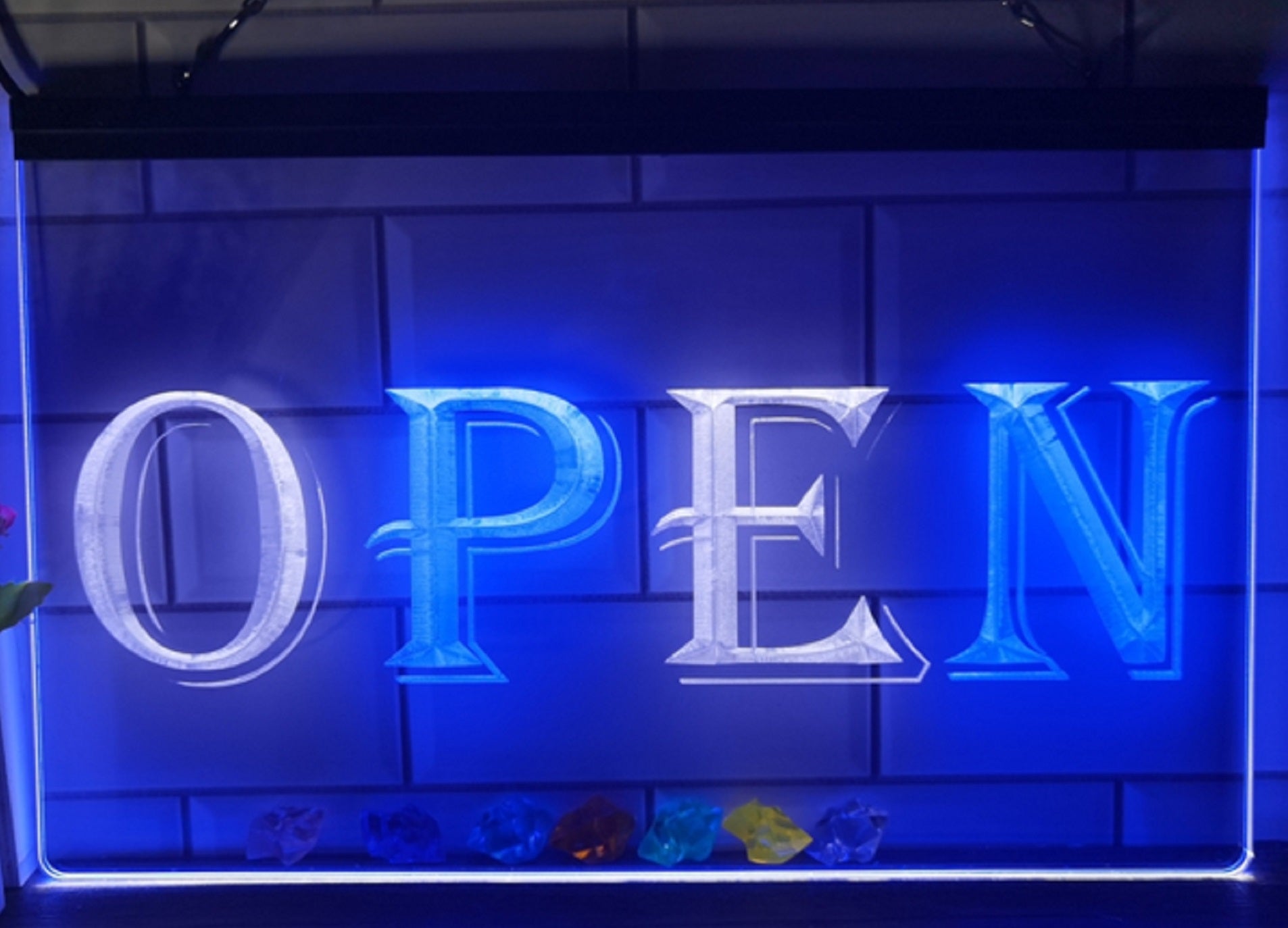Open Led Neon Sign Dual Color Store Shop Restaurant Decor Wall Hanging