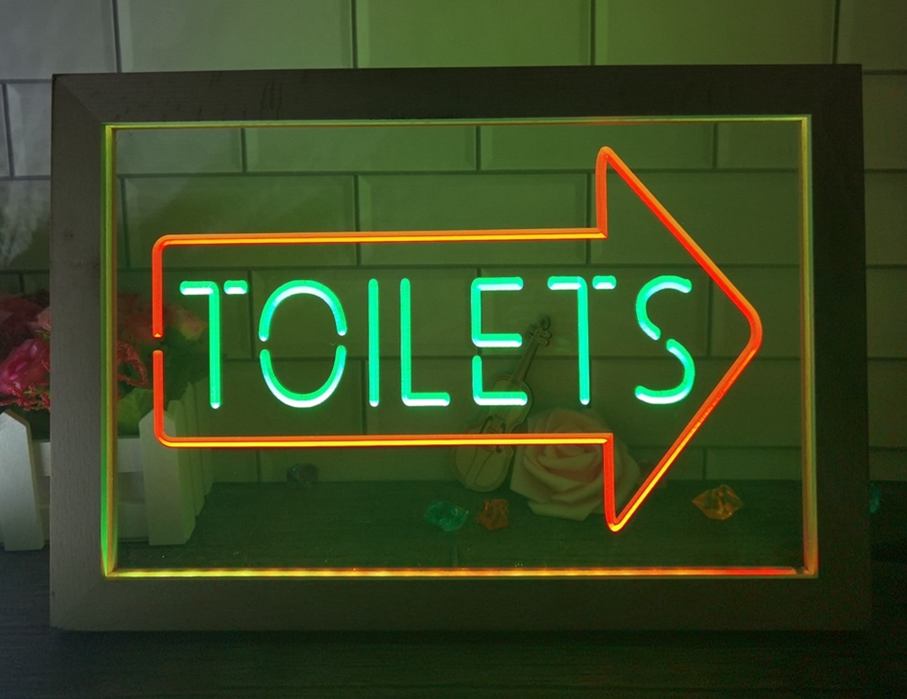 Toilet Arrow Led Neon Sign Framed Store Restaurant Coffee Shop Office Decor
