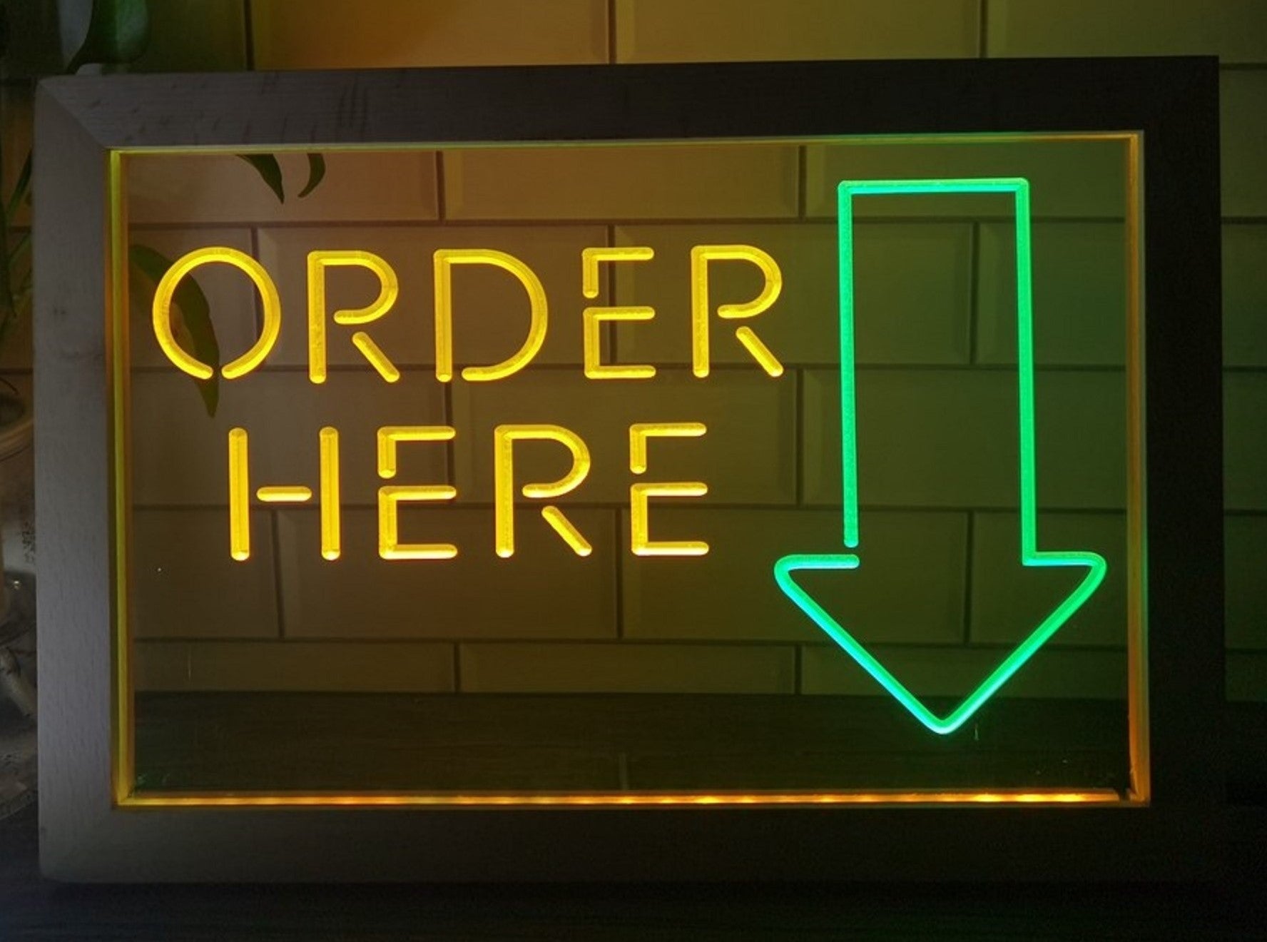 Order Here Led Neon Sign Framed Shop Coffee Shop Decor Wall Hanging Desktop