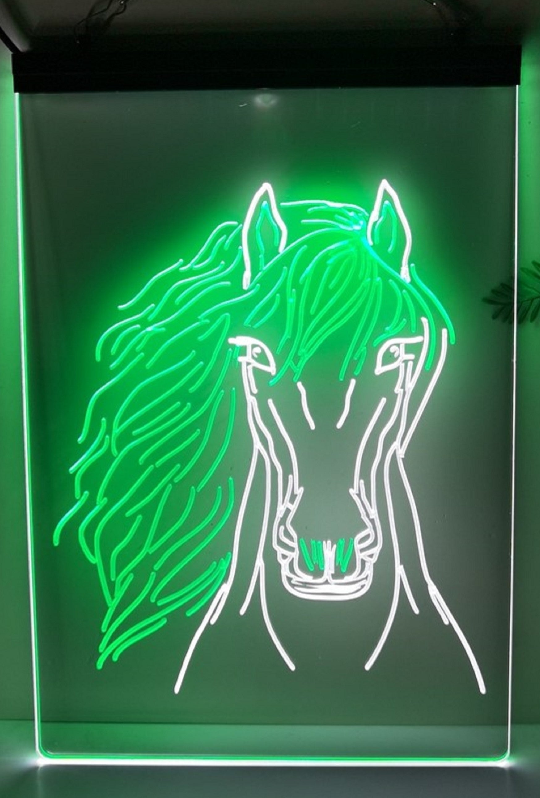 Horse Face Led Neon Sign Dual Color Home Cowboys Jockey Ranch Room Pet Shop Decor