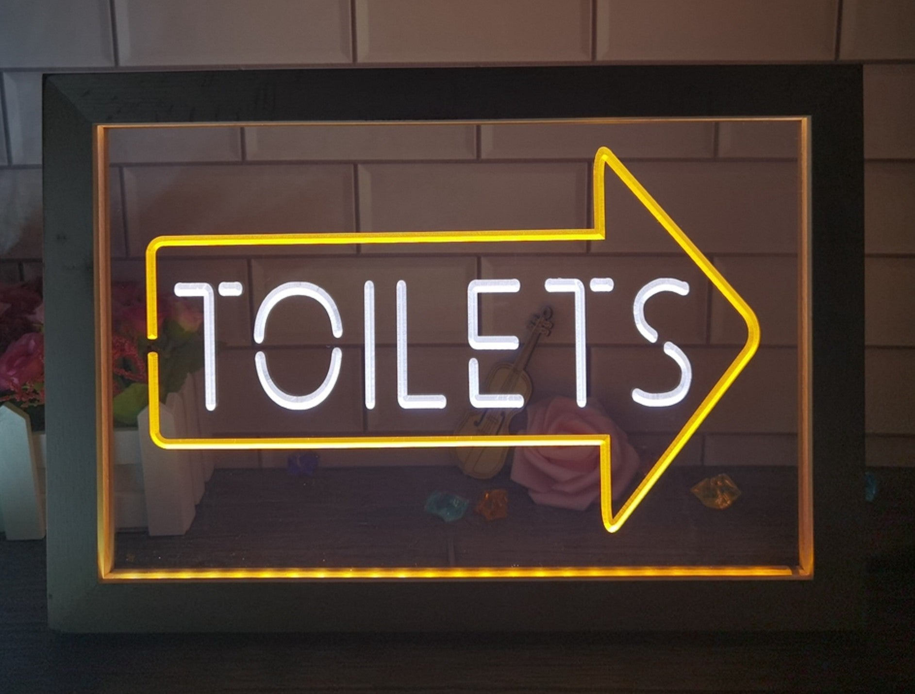 Toilet Arrow Led Neon Sign Framed Store Restaurant Coffee Shop Office Decor
