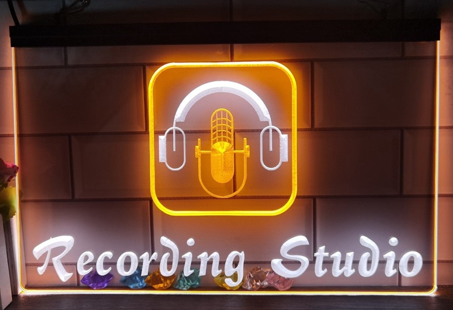Recording Studio Headphone Led Neon Sign Dual Color Home Music Room Recording Studio Decor