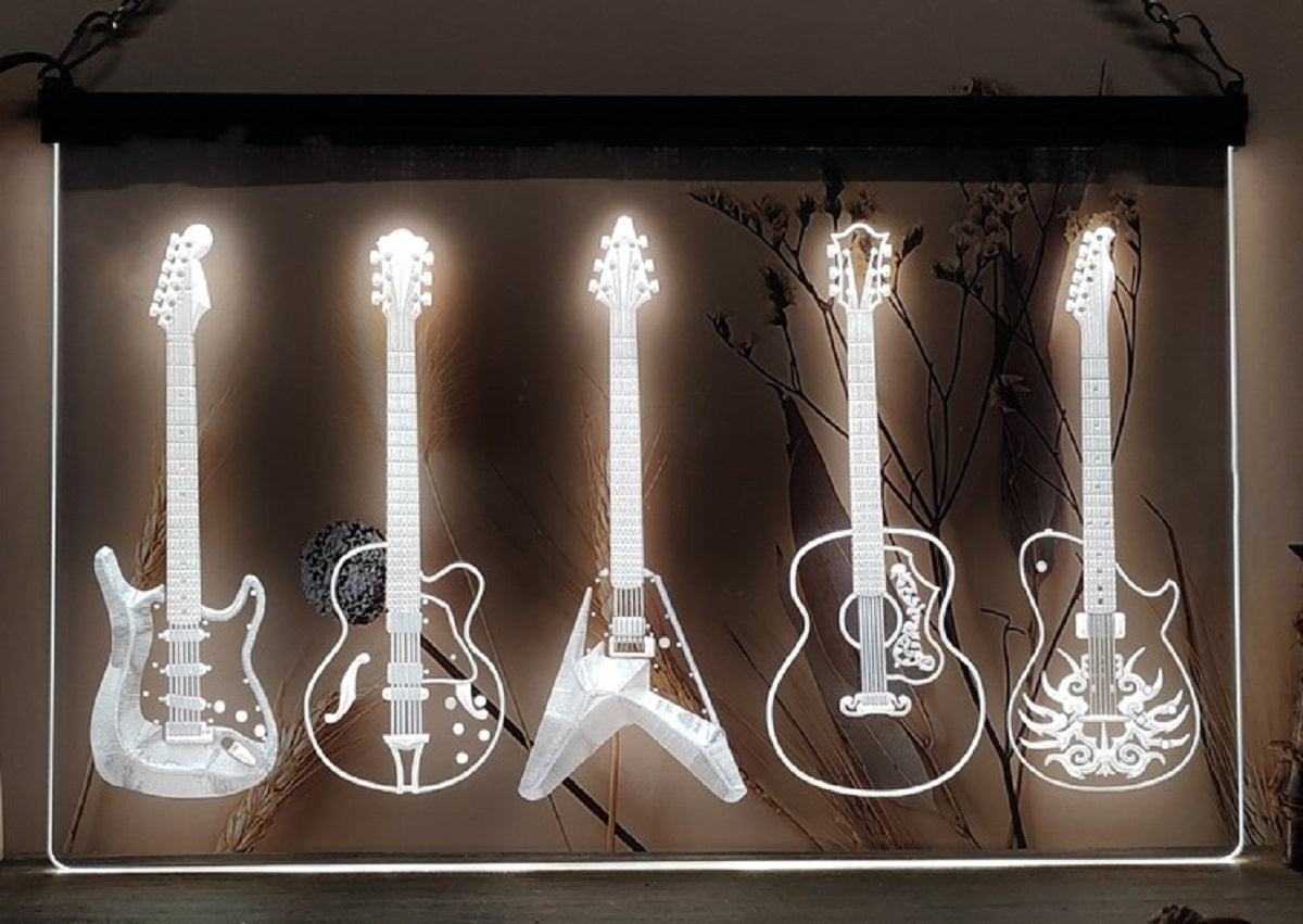 Guitars Collection Led Neon Sign Home Music Room Audio Studio Guitars Shop Decor