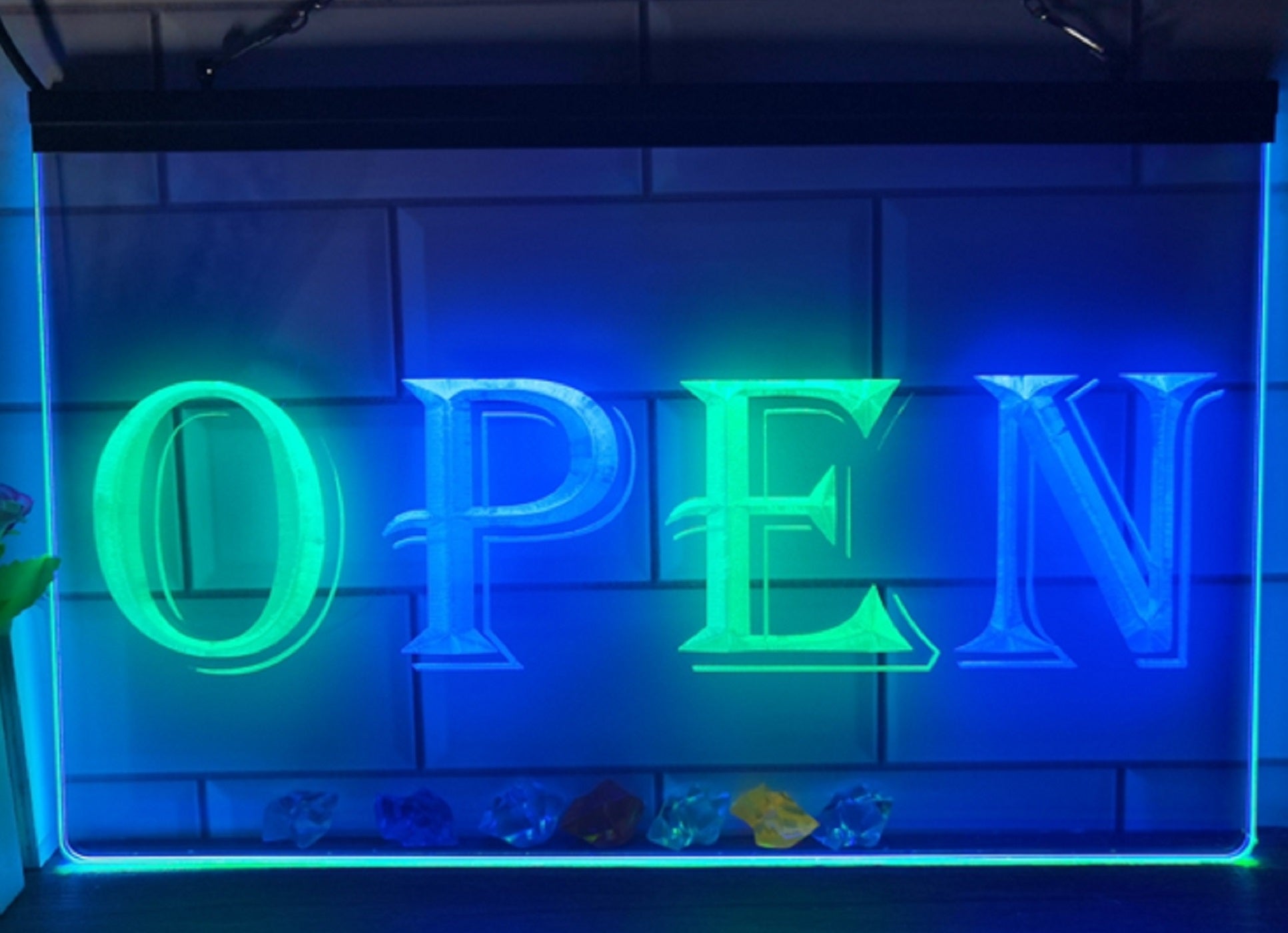 Open Led Neon Sign Dual Color Store Shop Restaurant Decor Wall Hanging