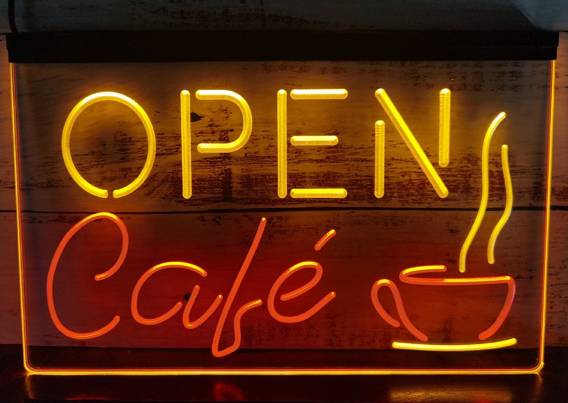 Open Café Led Neon Sign Dual Color Coffee Shop Decor Wall Hanging