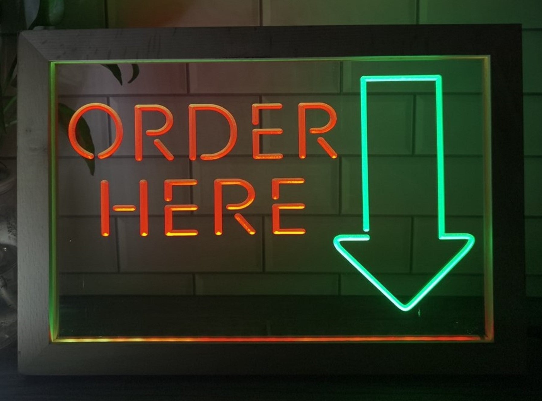 Order Here Led Neon Sign Framed Shop Coffee Shop Decor Wall Hanging Desktop