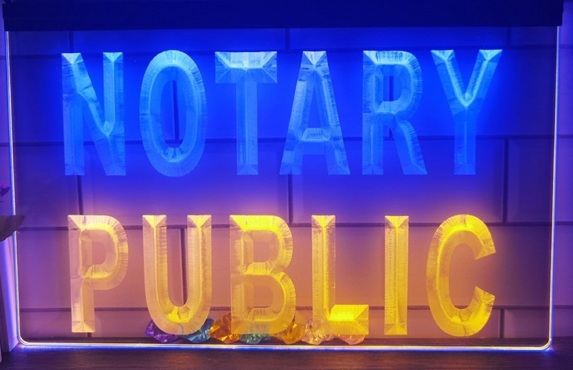 Notary Public Led Neon Sign Dual Color Notary Public Signatory Office Decor