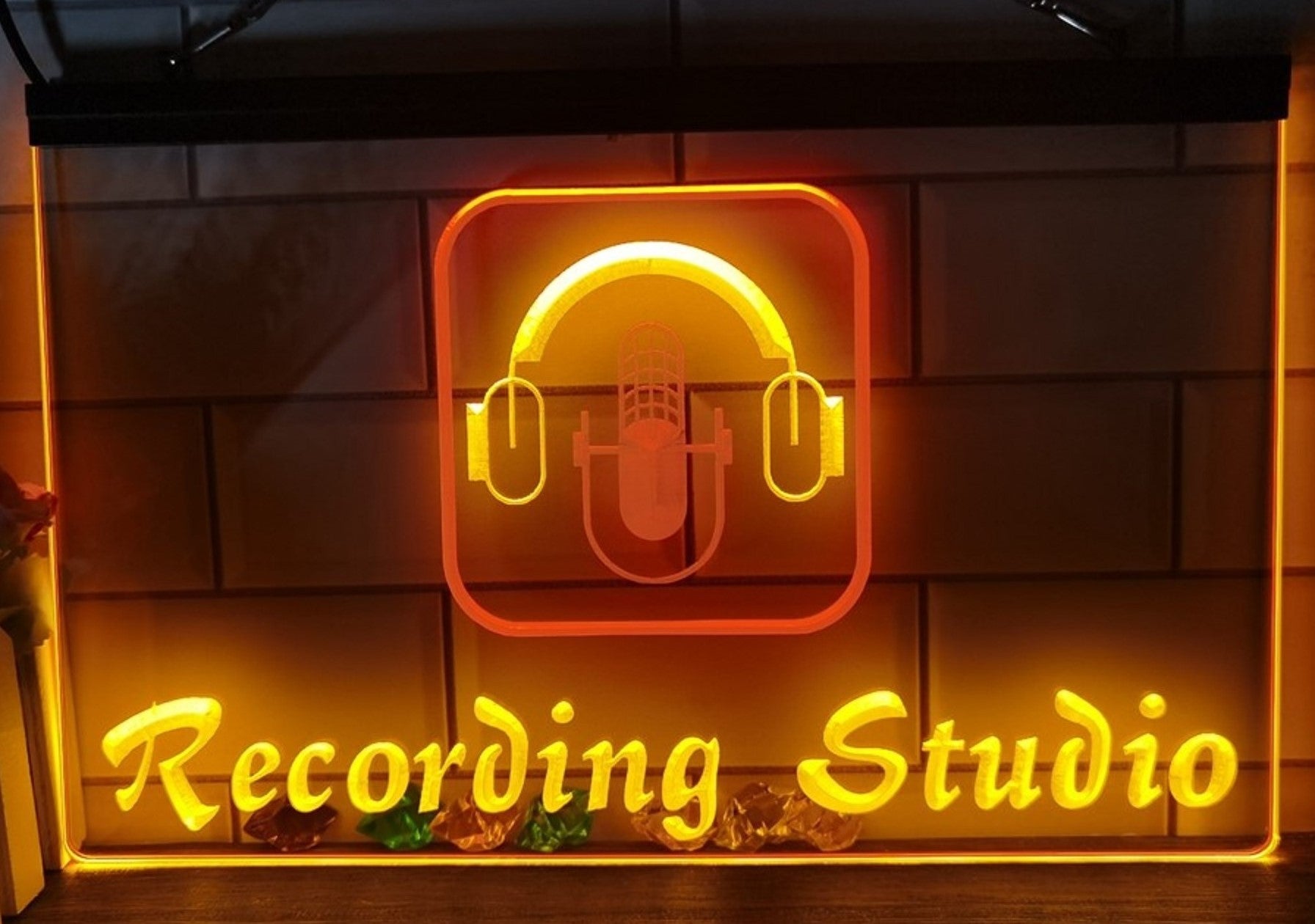Recording Studio Headphone Led Neon Sign Dual Color Home Music Room Recording Studio Decor