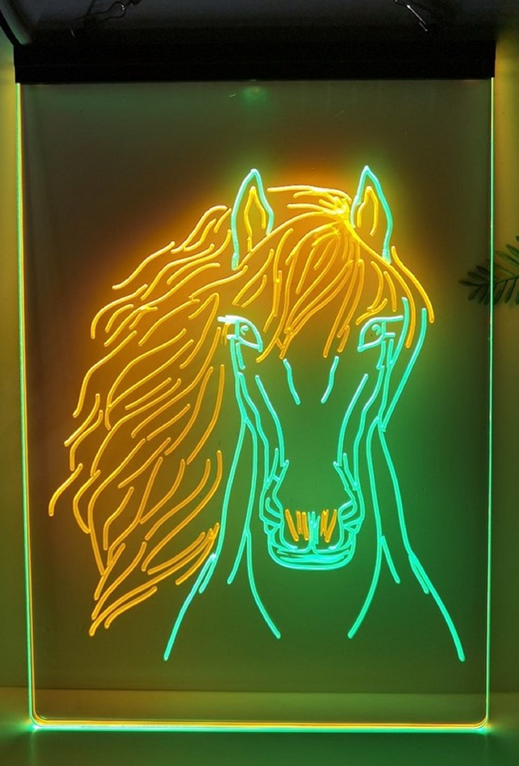 Horse Face Led Neon Sign Dual Color Home Cowboys Jockey Ranch Room Pet Shop Decor