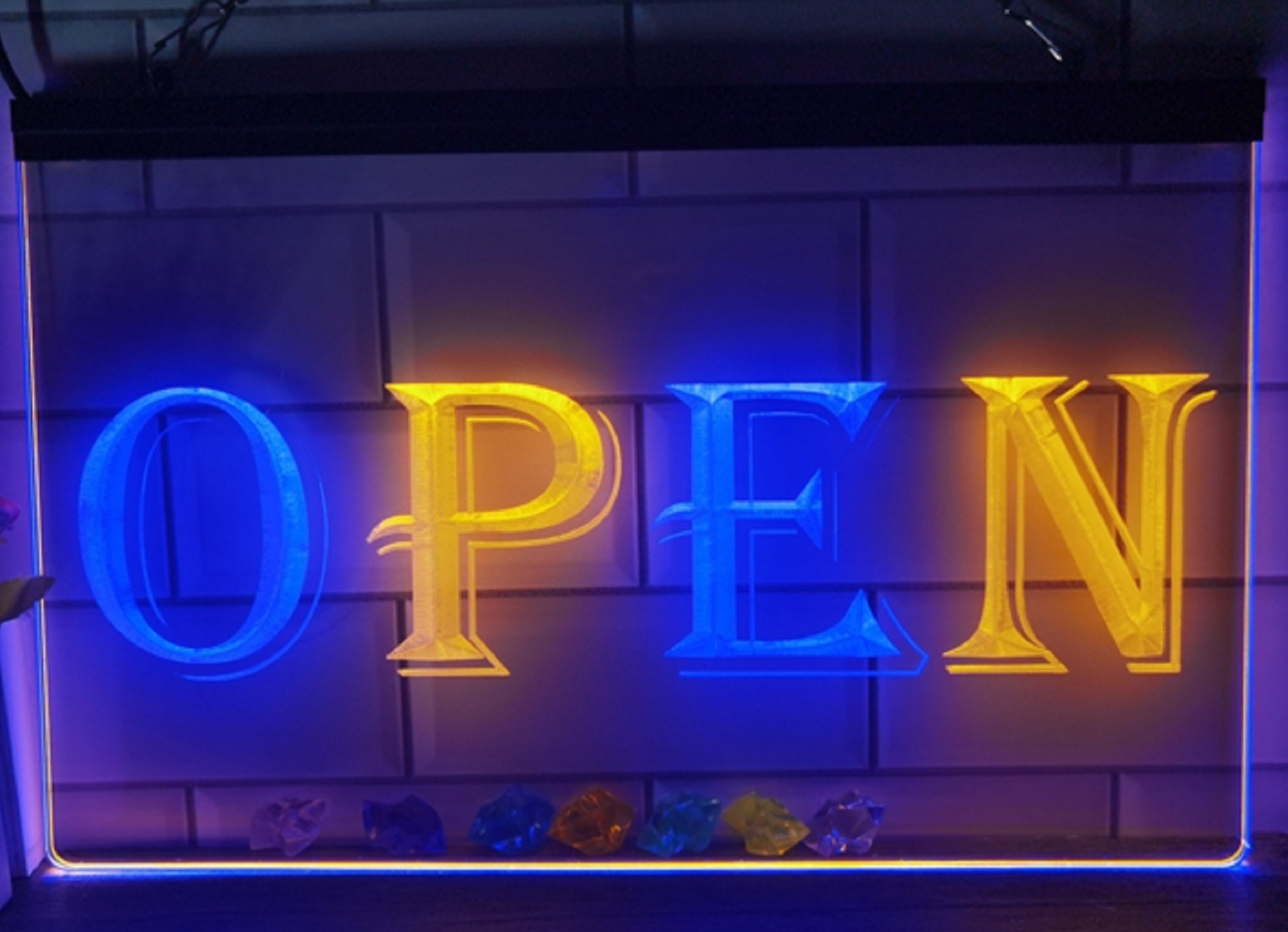 Open Led Neon Sign Dual Color Store Shop Restaurant Decor Wall Hanging