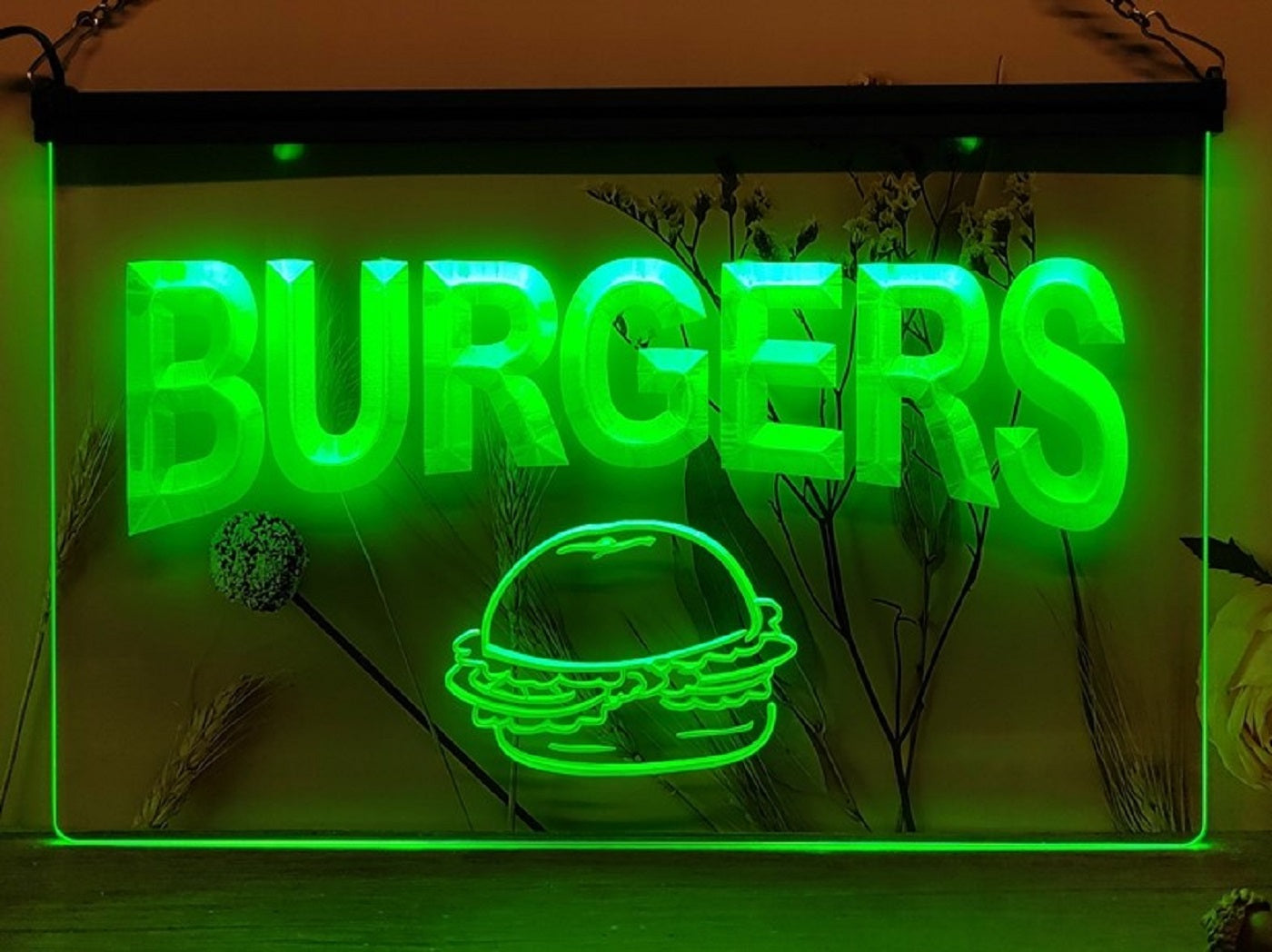 Burgers Led Neon Sign Kebab Burger Restaurant Wall Or Desktop Decor