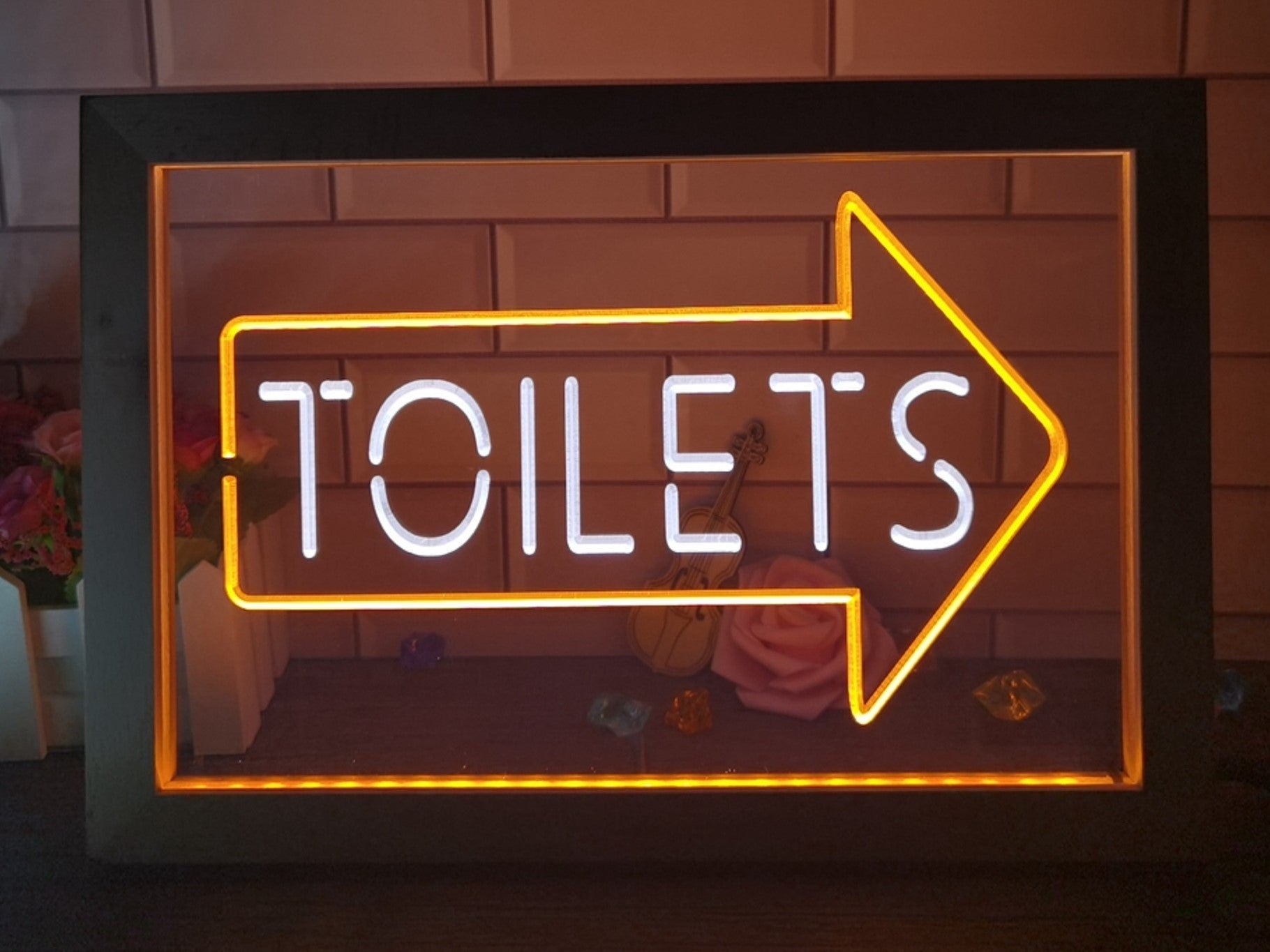 Toilet Arrow Led Neon Sign Framed Store Restaurant Coffee Shop Office Decor