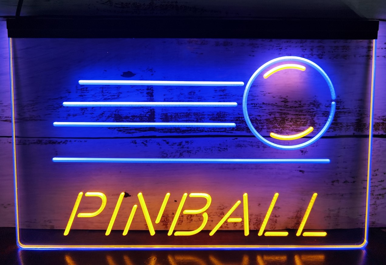 Pinball Led Neon Sign Dual Color Arcade Pinball Shop Decor Wall Or Desktop