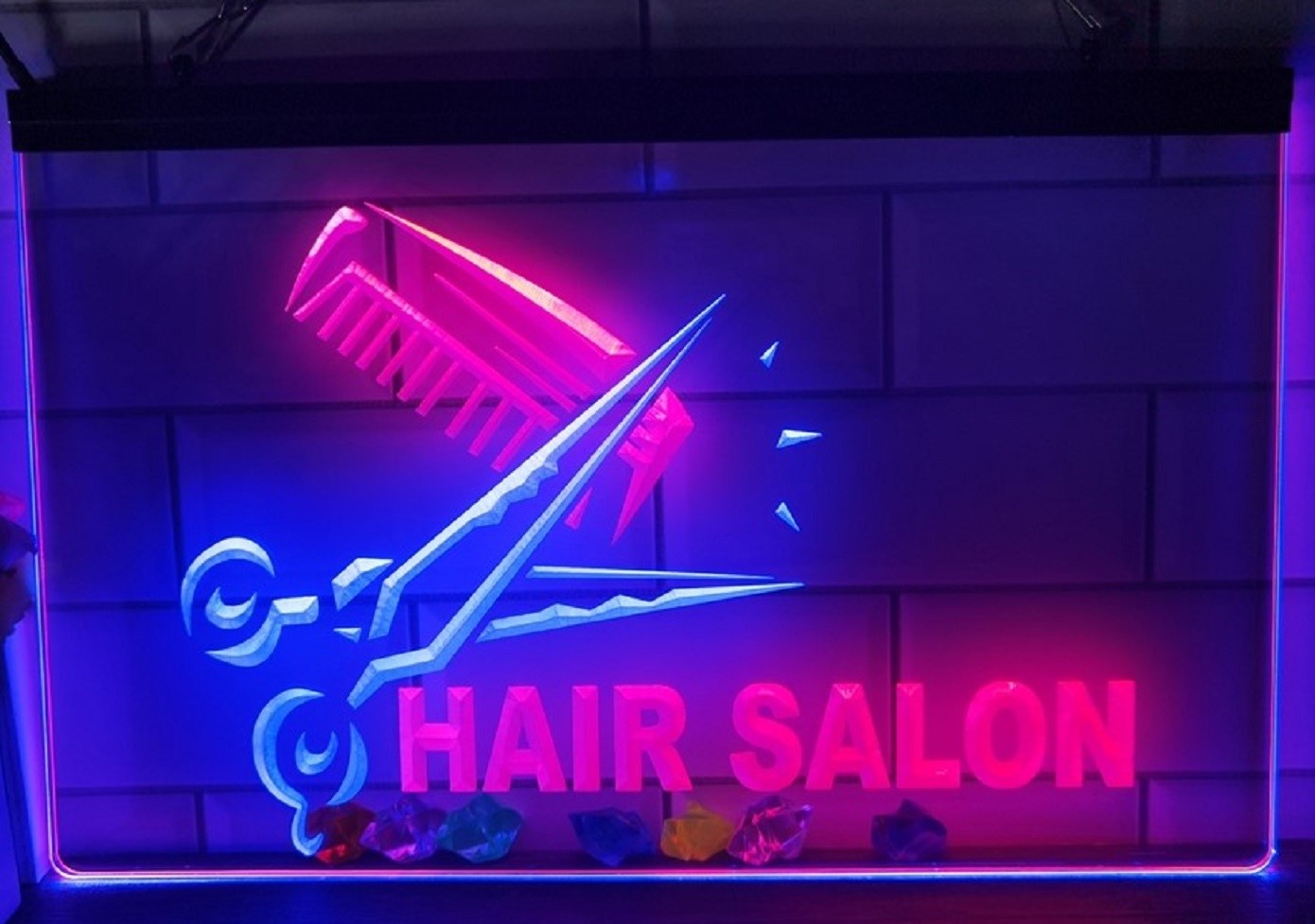 Hair Salon Led Neon Sign Dual Color Barber Shop Haircut Salon Decor