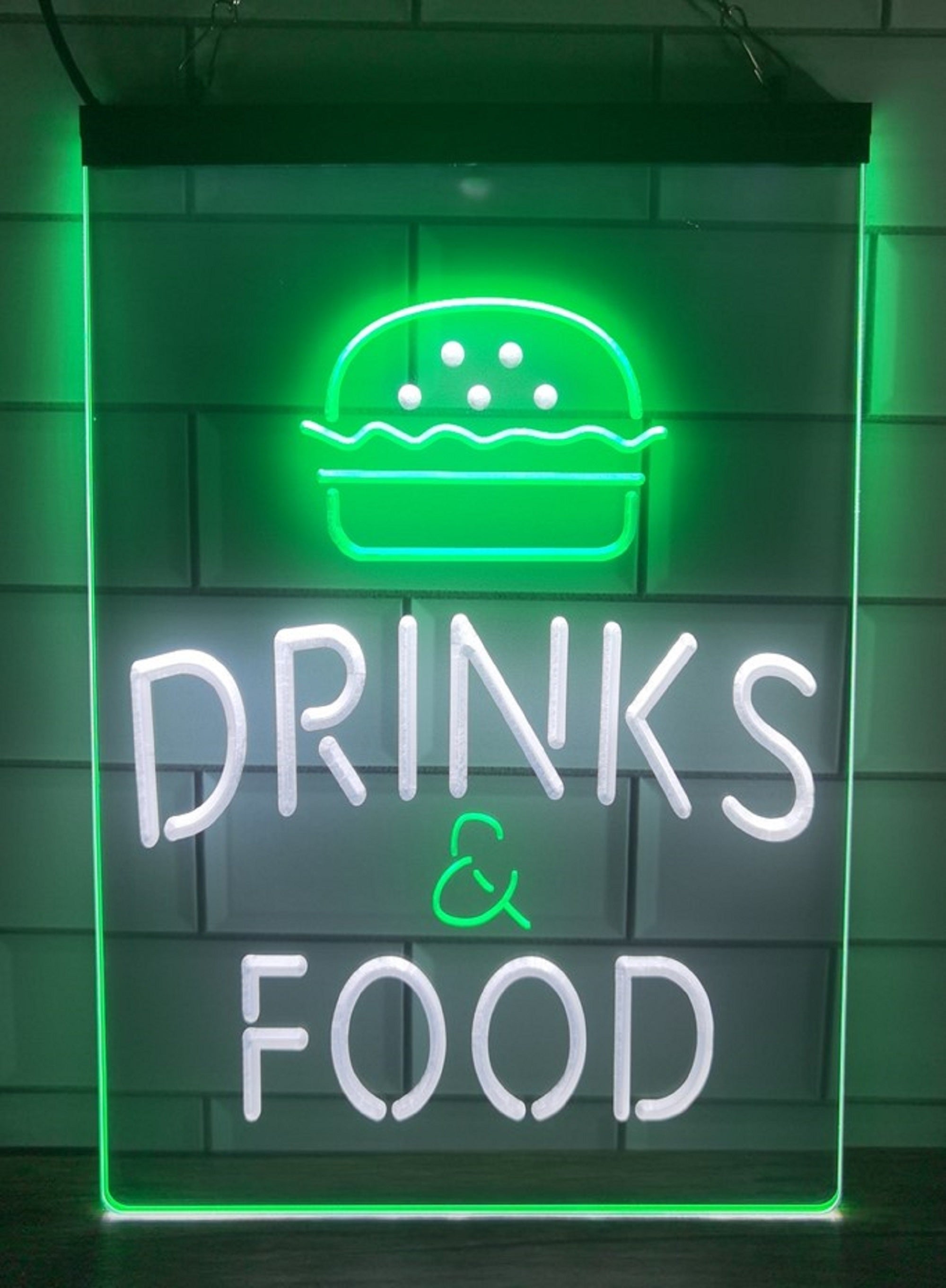 Burger Drinks Food Led Neon Sign Dual Color Kebab Burger Restaurant Decor