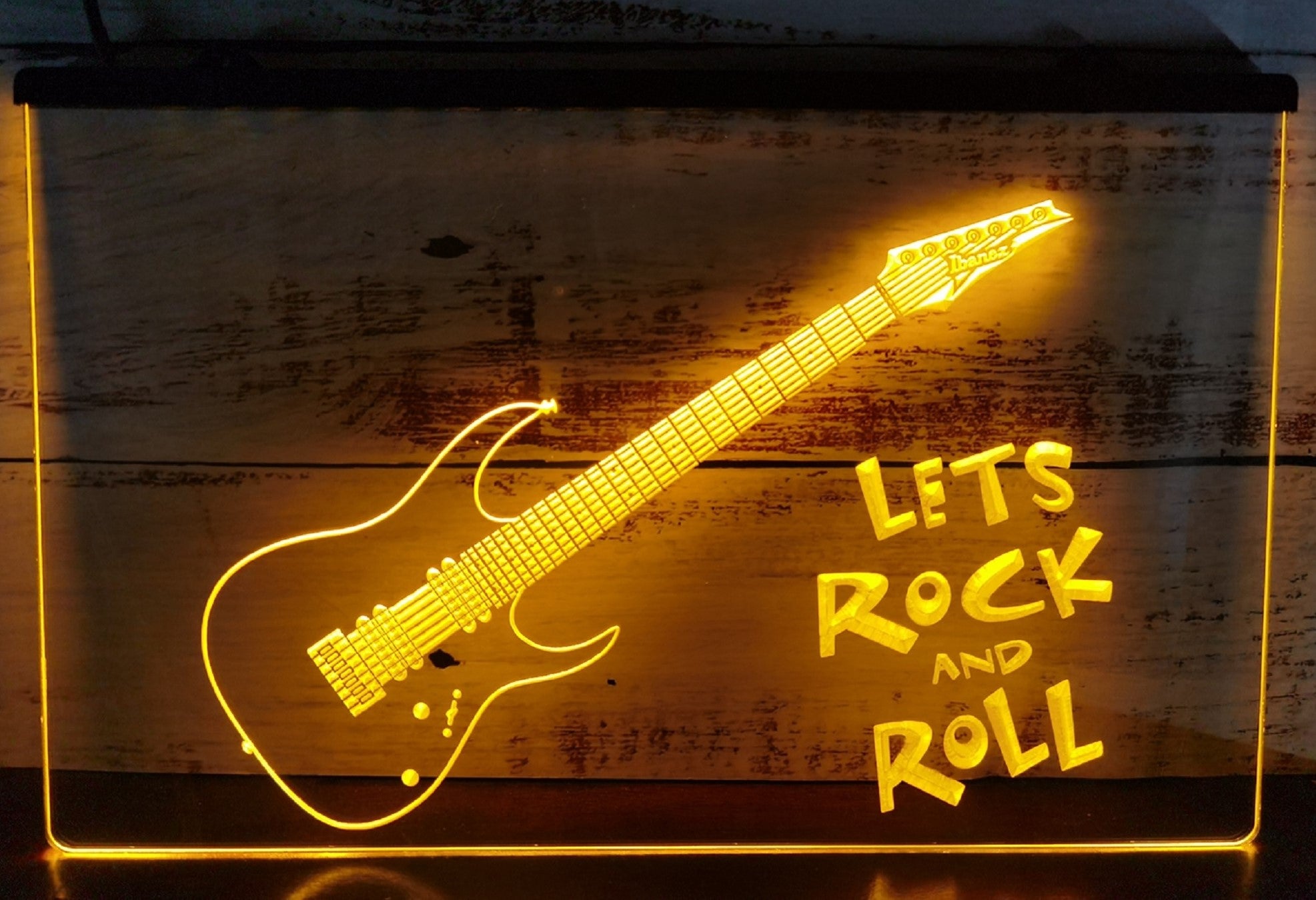 Lets Rock And Roll Guitar Led Neon Sign Home Music Room Studio Music Shop Decor