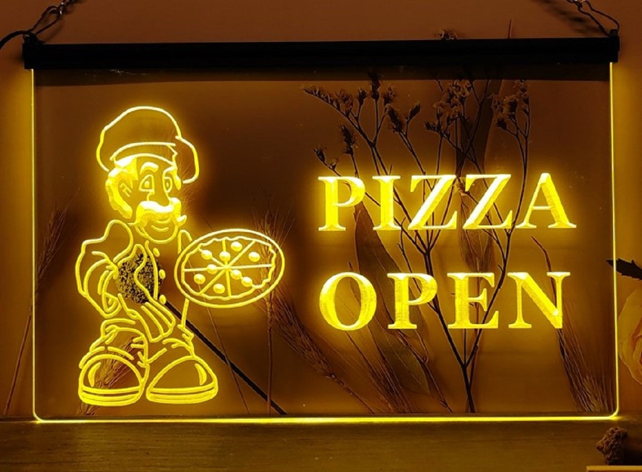 Pizza Open Led Neon Sign Pizzeria Restaurant Decor Wall Hanging
