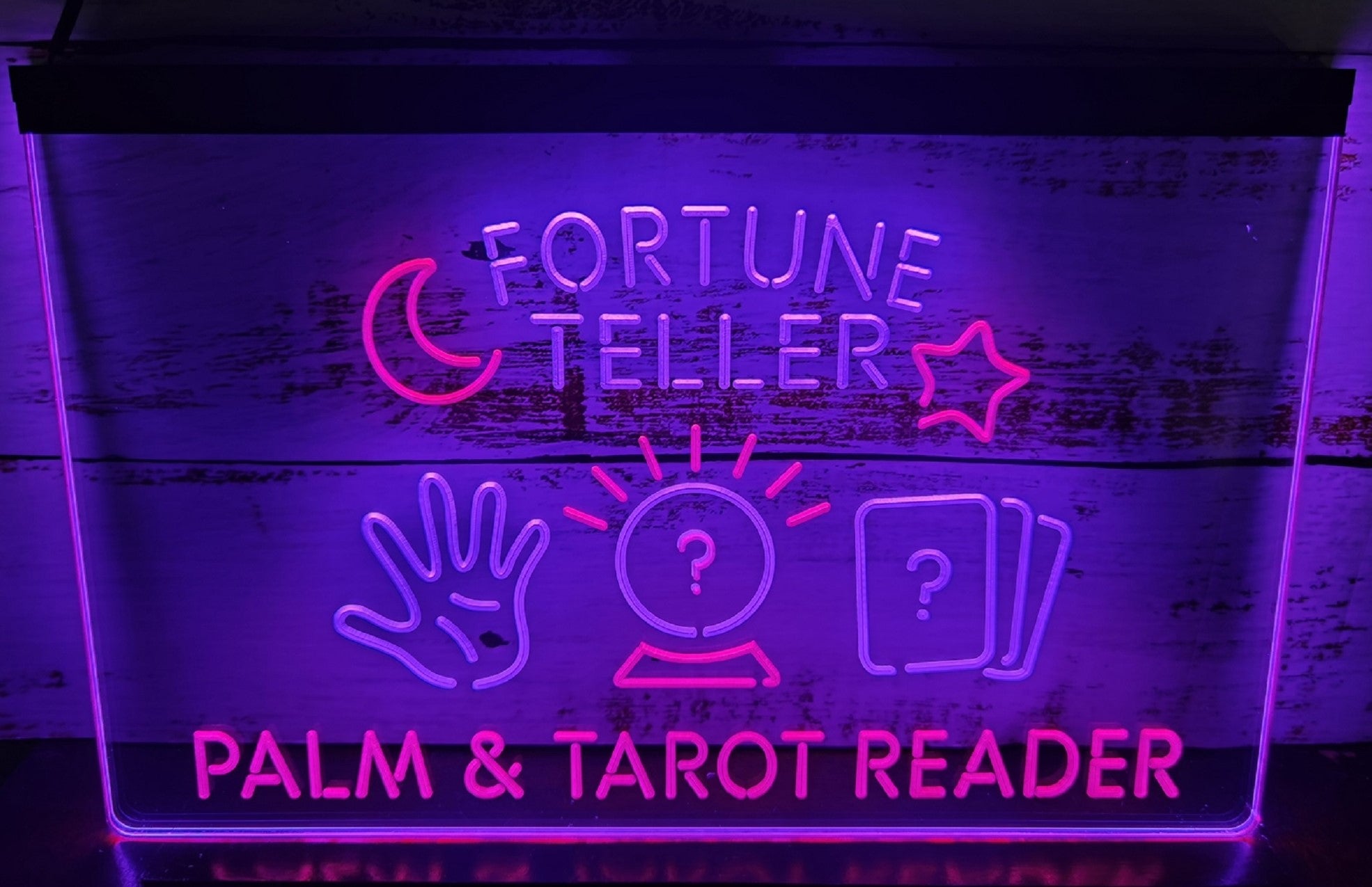 Fortune Teller Led Neon Sign Dual Color Psychic Healing Tarot Shop Decor Wall Hanging OR Desktop