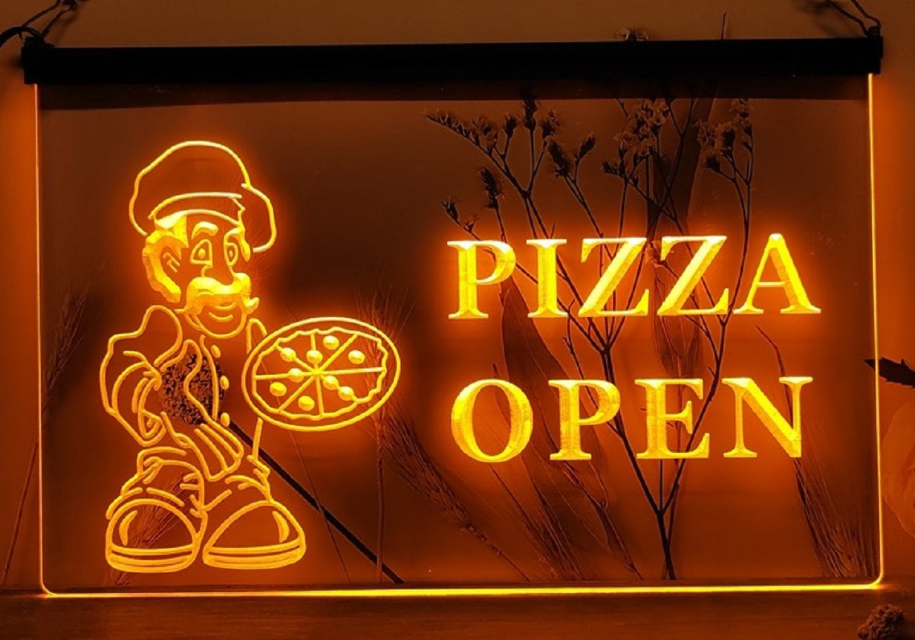 Pizza Open Led Neon Sign Pizzeria Restaurant Decor Wall Hanging