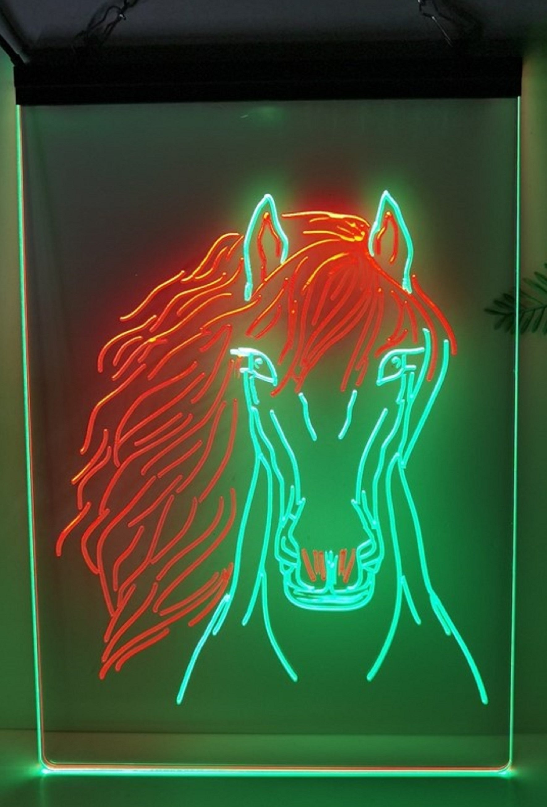 Horse Face Led Neon Sign Dual Color Home Cowboys Jockey Ranch Room Pet Shop Decor