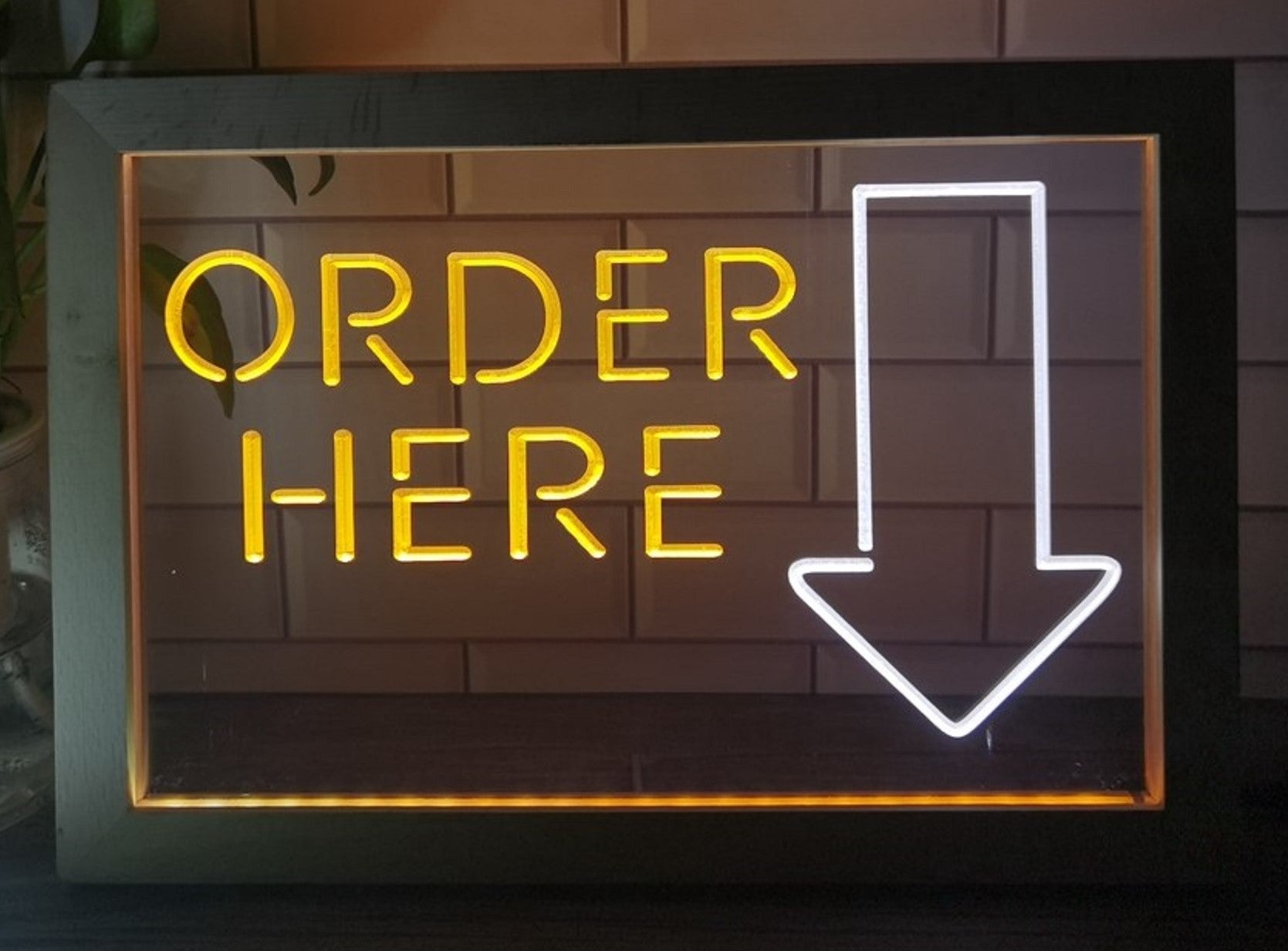 Order Here Led Neon Sign Framed Shop Coffee Shop Decor Wall Hanging Desktop