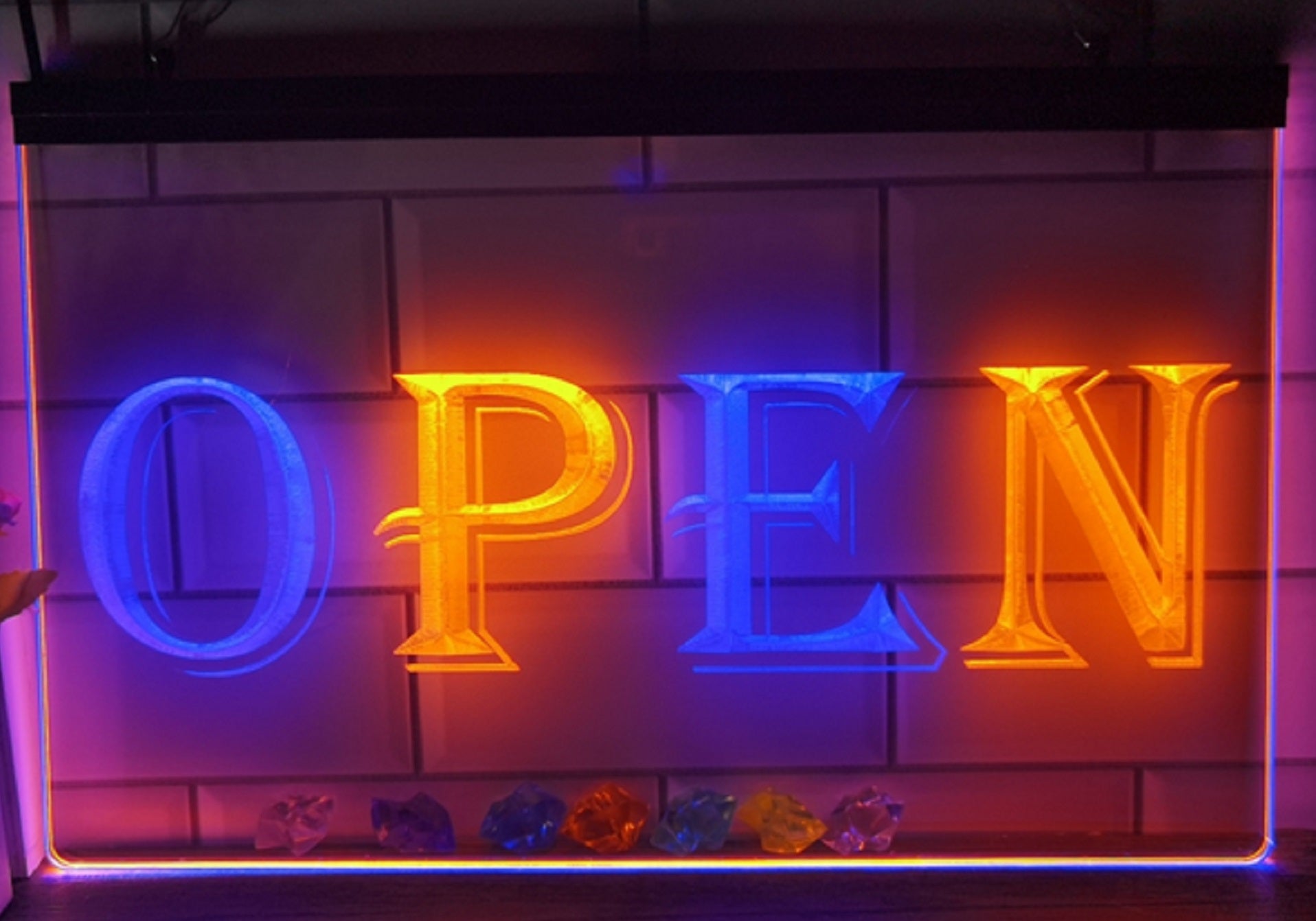 Open Led Neon Sign Dual Color Store Shop Restaurant Decor Wall Hanging