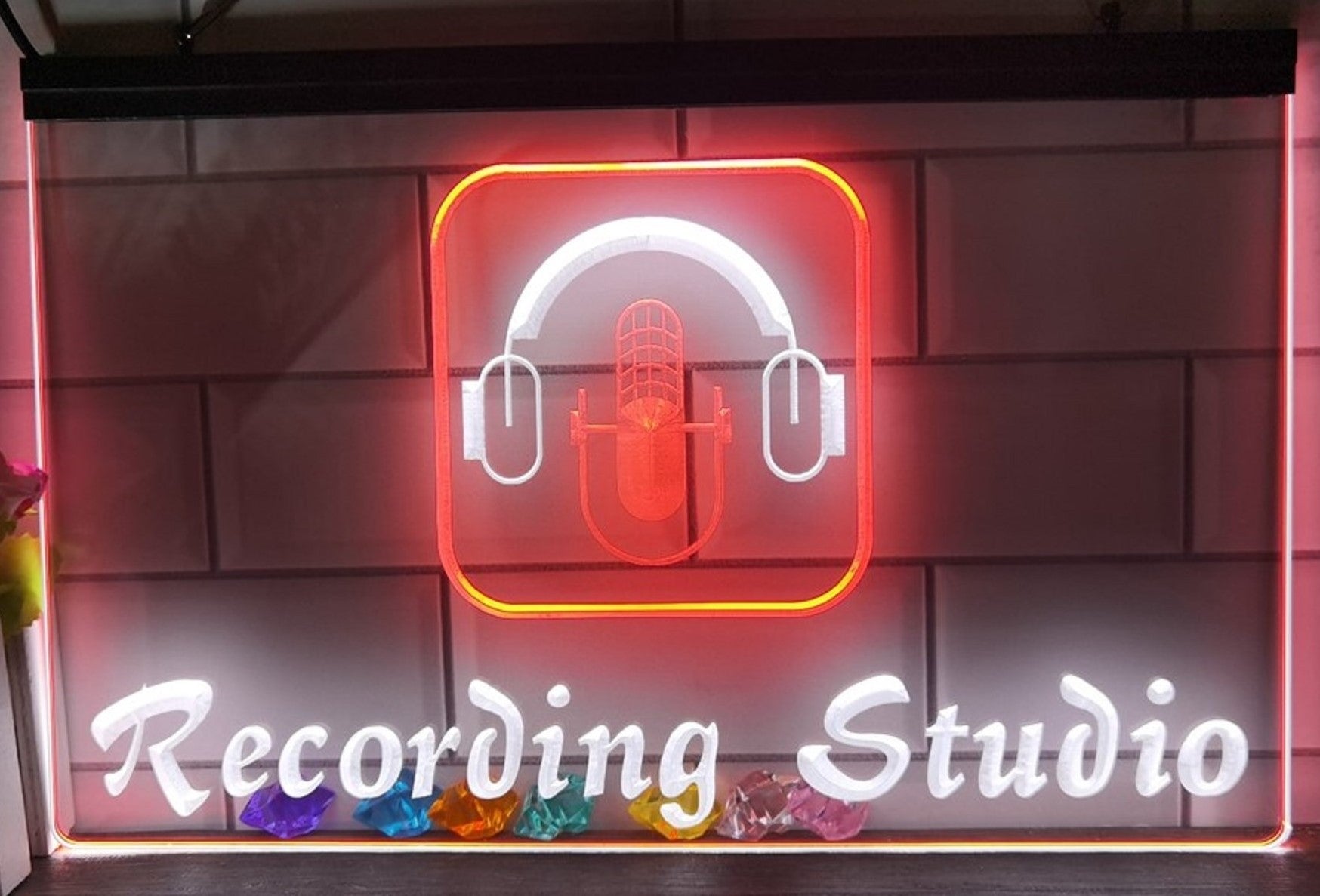 Recording Studio Headphone Led Neon Sign Dual Color Home Music Room Recording Studio Decor