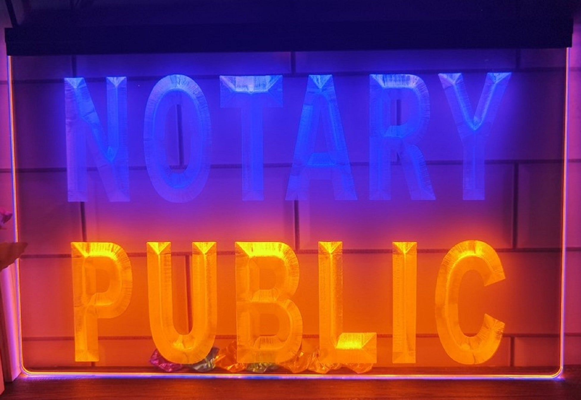 Notary Public Led Neon Sign Dual Color Notary Public Signatory Office Decor