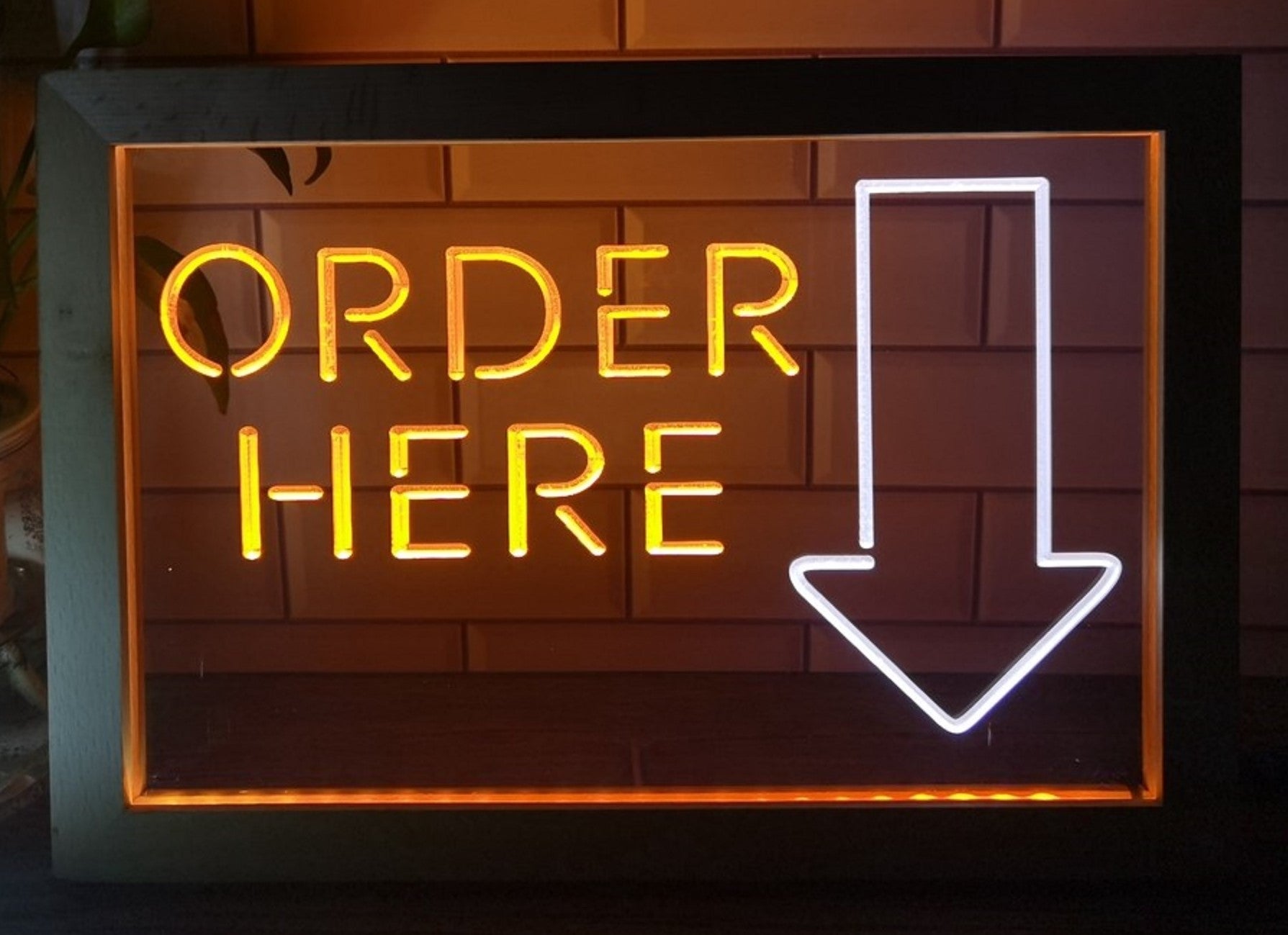 Order Here Led Neon Sign Framed Shop Coffee Shop Decor Wall Hanging Desktop