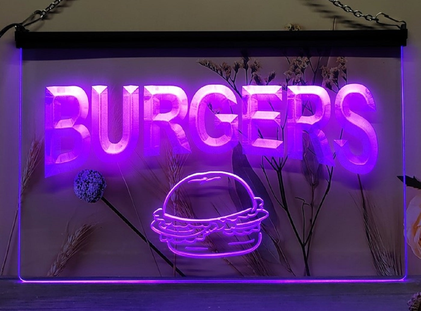 Burgers Led Neon Sign Kebab Burger Restaurant Wall Or Desktop Decor