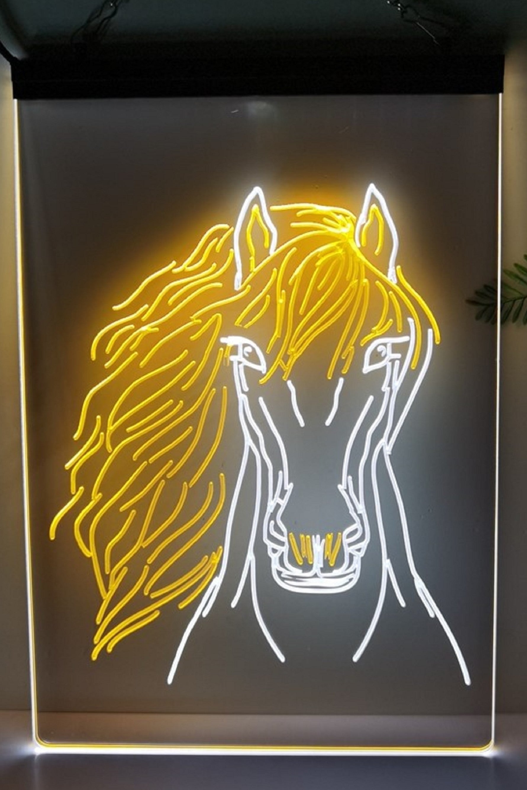 Horse Face Led Neon Sign Dual Color Home Cowboys Jockey Ranch Room Pet Shop Decor