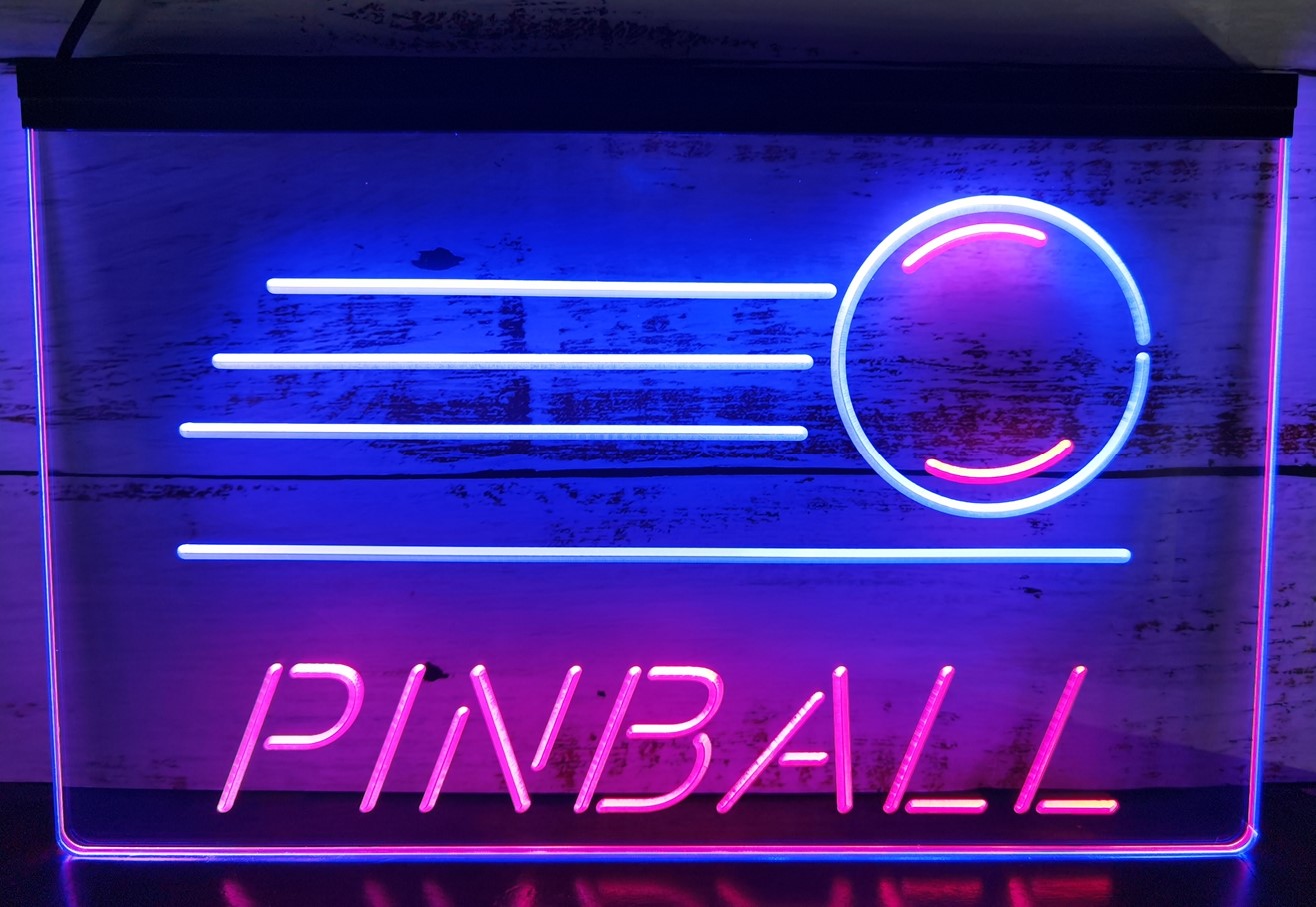 Pinball Led Neon Sign Dual Color Arcade Pinball Shop Decor Wall Or Desktop