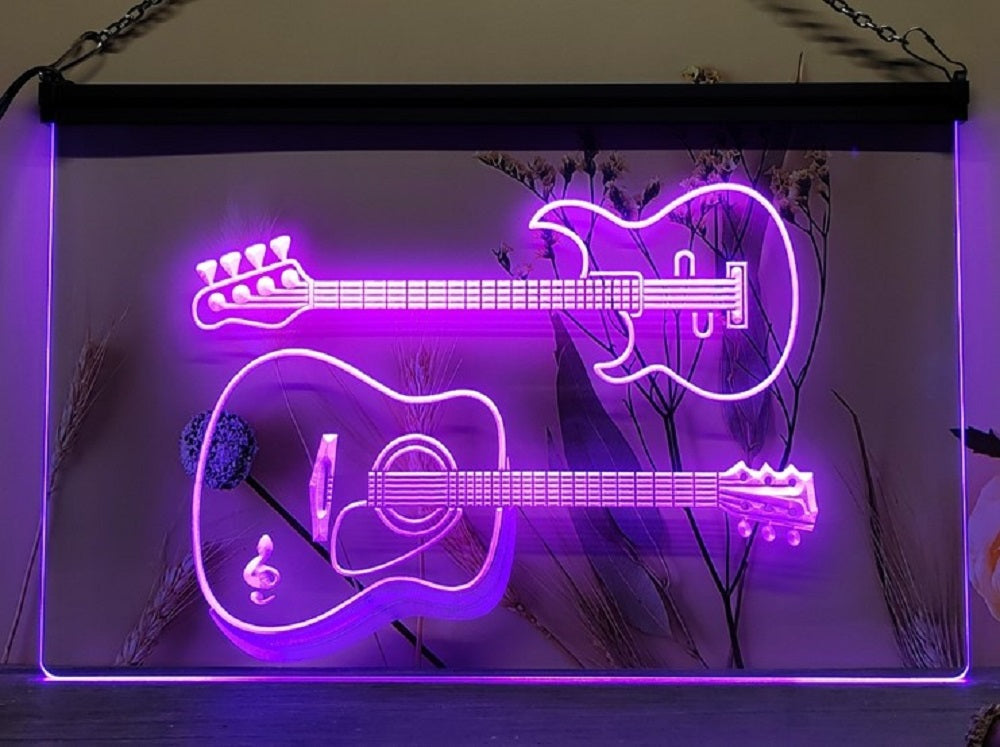 Guitars Led Neon Sign Home Music Room Audio Recording Studio Decor