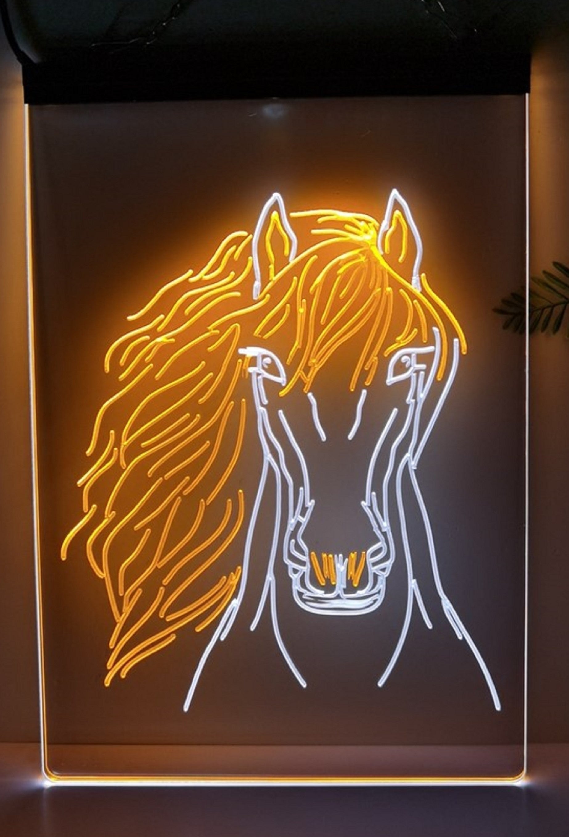 Horse Face Led Neon Sign Dual Color Home Cowboys Jockey Ranch Room Pet Shop Decor