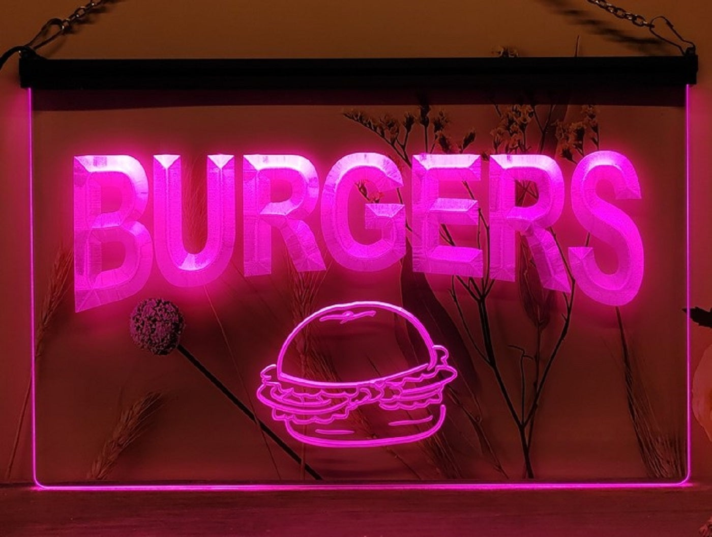 Burgers Led Neon Sign Kebab Burger Restaurant Wall Or Desktop Decor