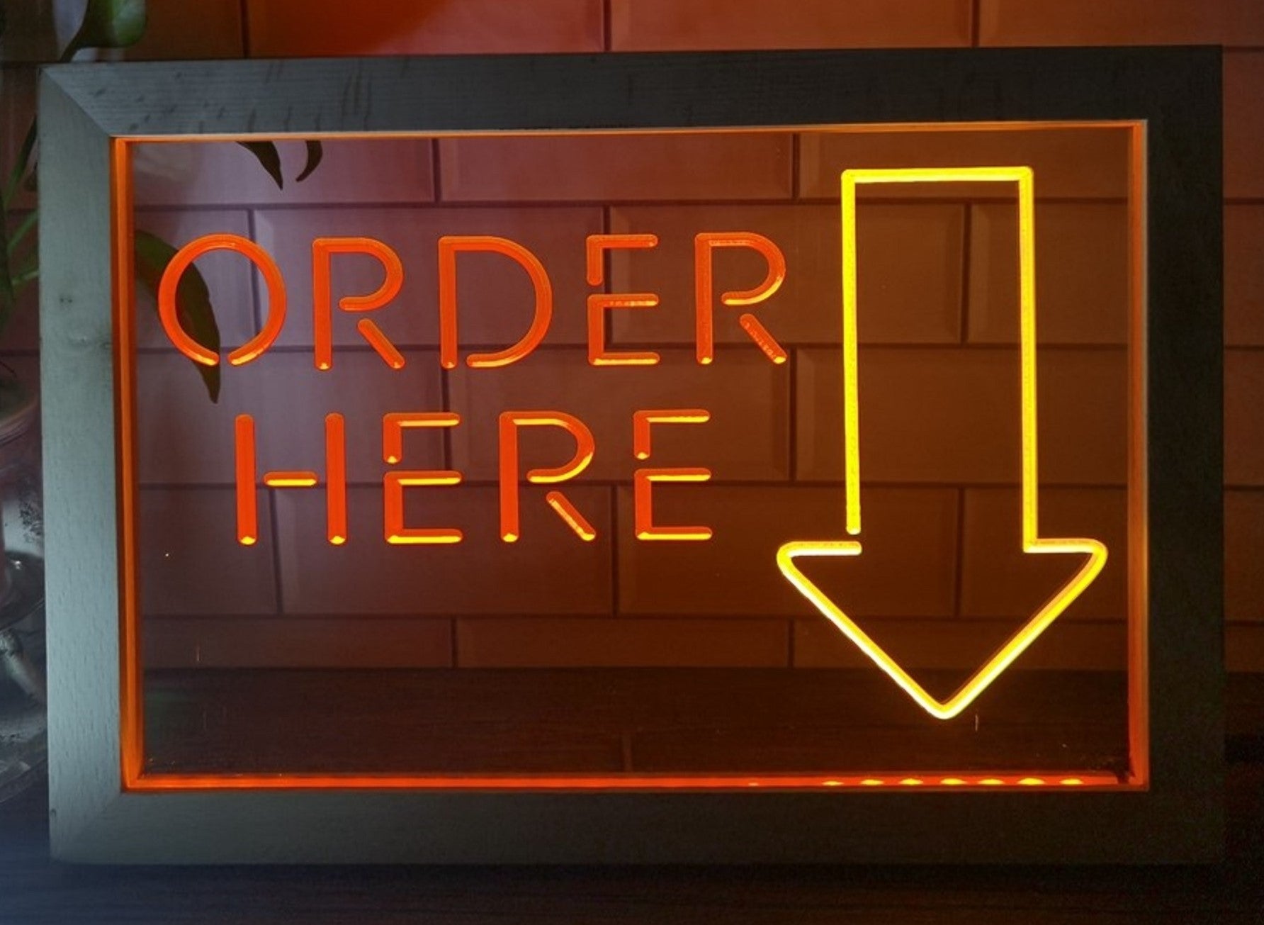 Order Here Led Neon Sign Framed Shop Coffee Shop Decor Wall Hanging Desktop