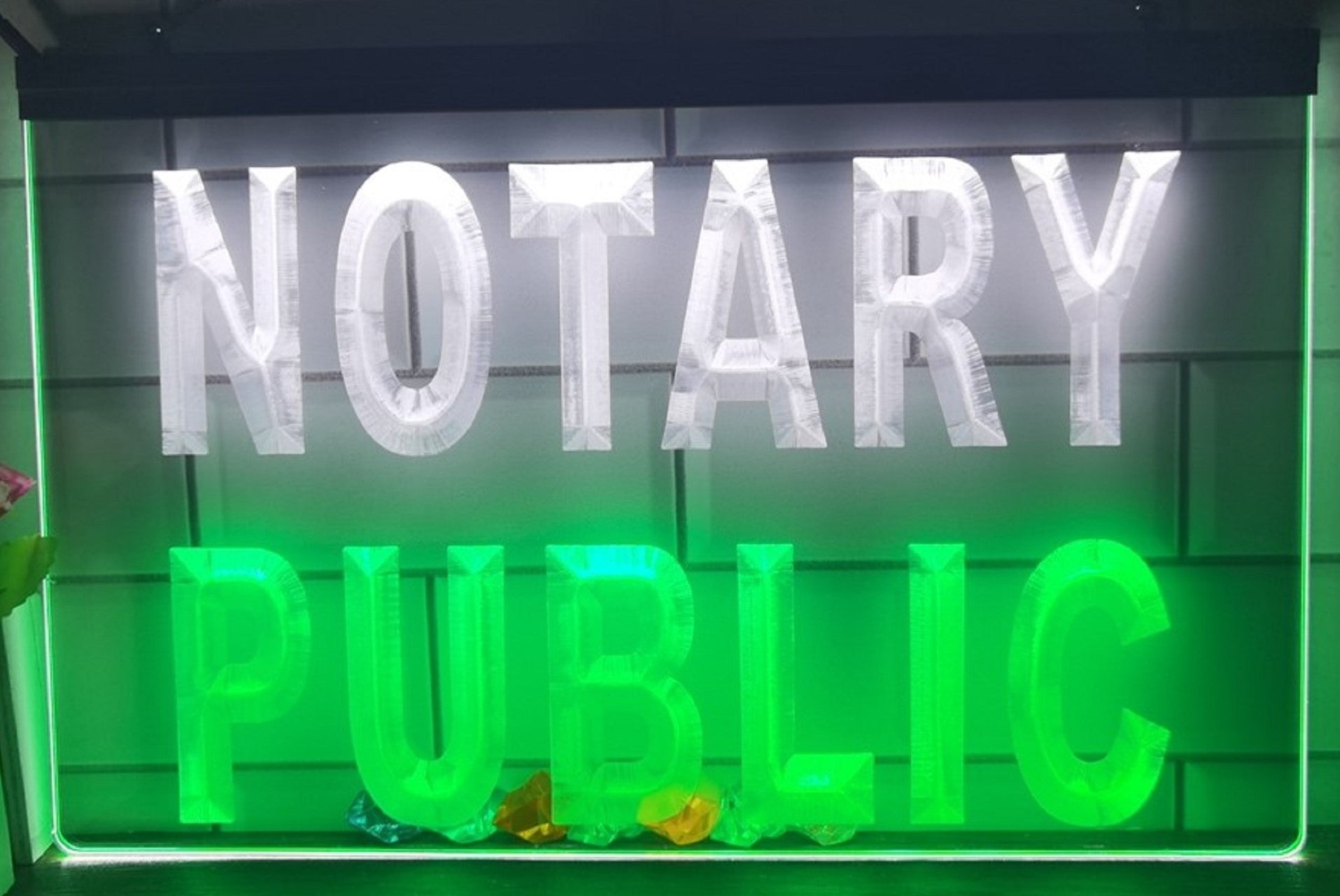 Notary Public Led Neon Sign Dual Color Notary Public Signatory Office Decor