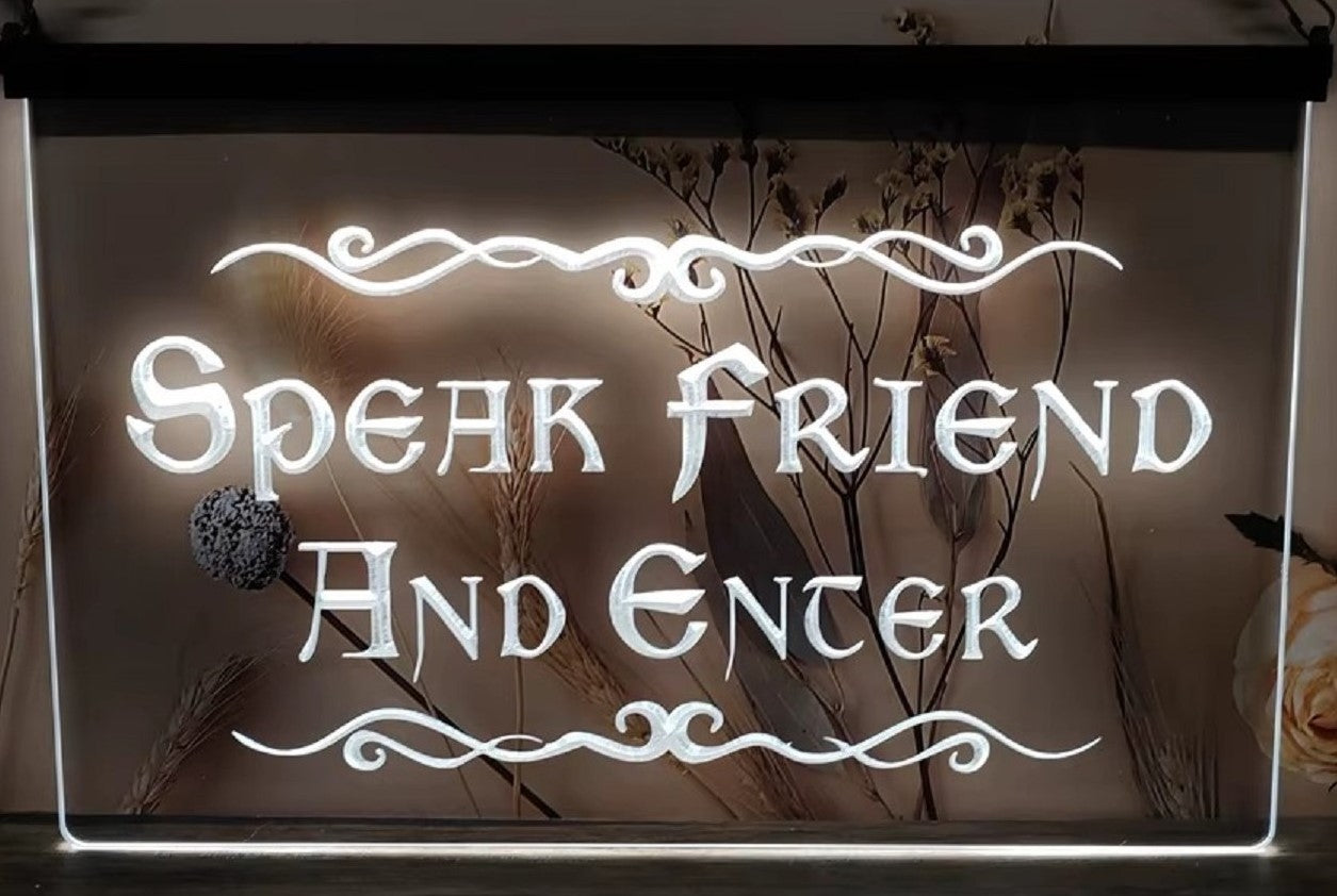 Speak Friend And Enter Led Neon Sign Home Man Cave Decor