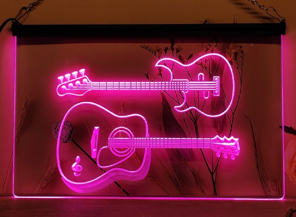 Guitars Led Neon Sign Home Music Room Audio Recording Studio Decor